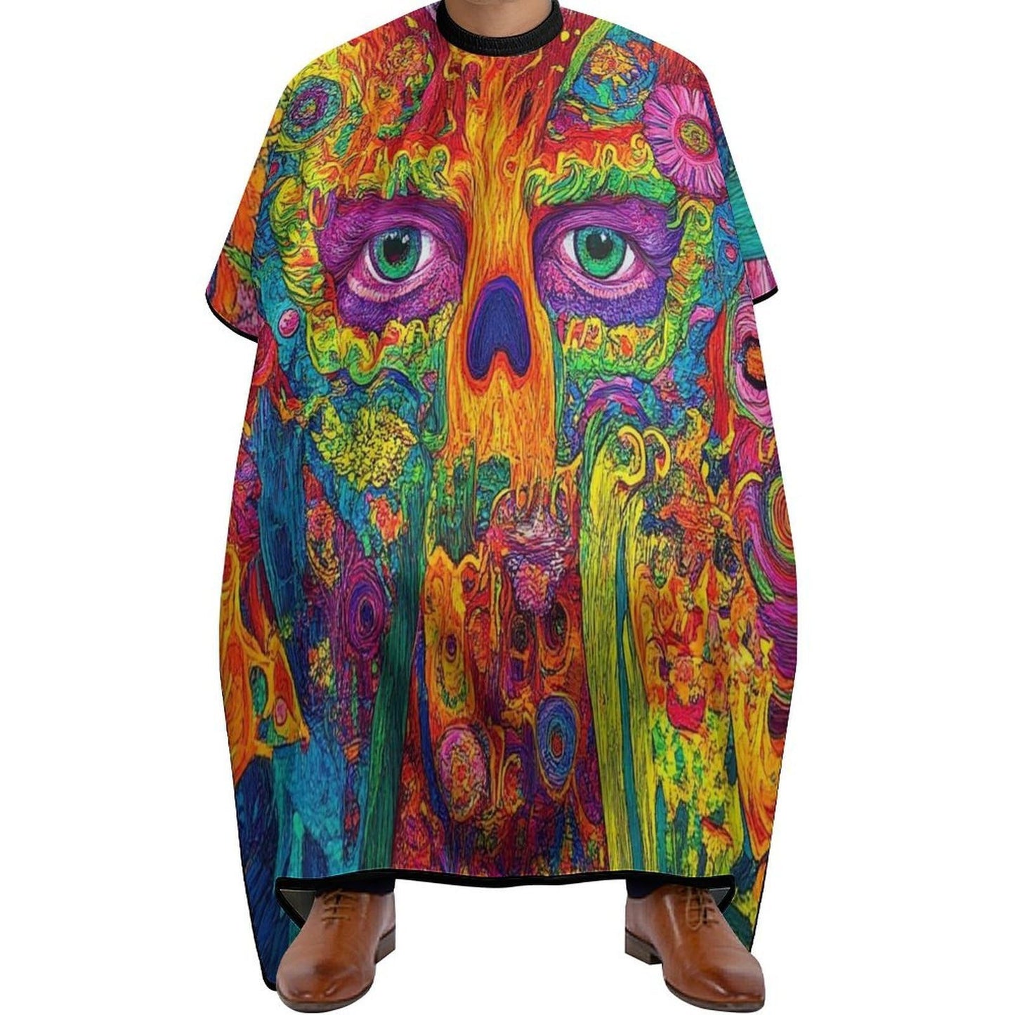 Fashion Professional Hair Cutting Cape with Adjustable Closure, Trippy Weed Leaf Skull Art Barber Cape