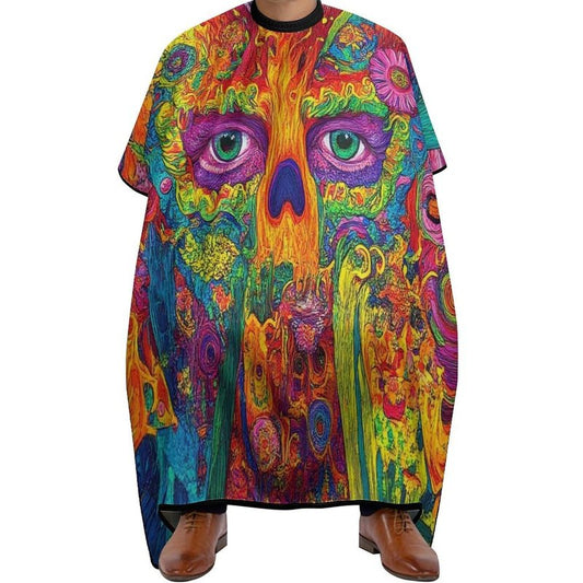 Fashion Professional Hair Cutting Cape with Adjustable Closure, Trippy Weed Leaf Skull Art Barber Cape