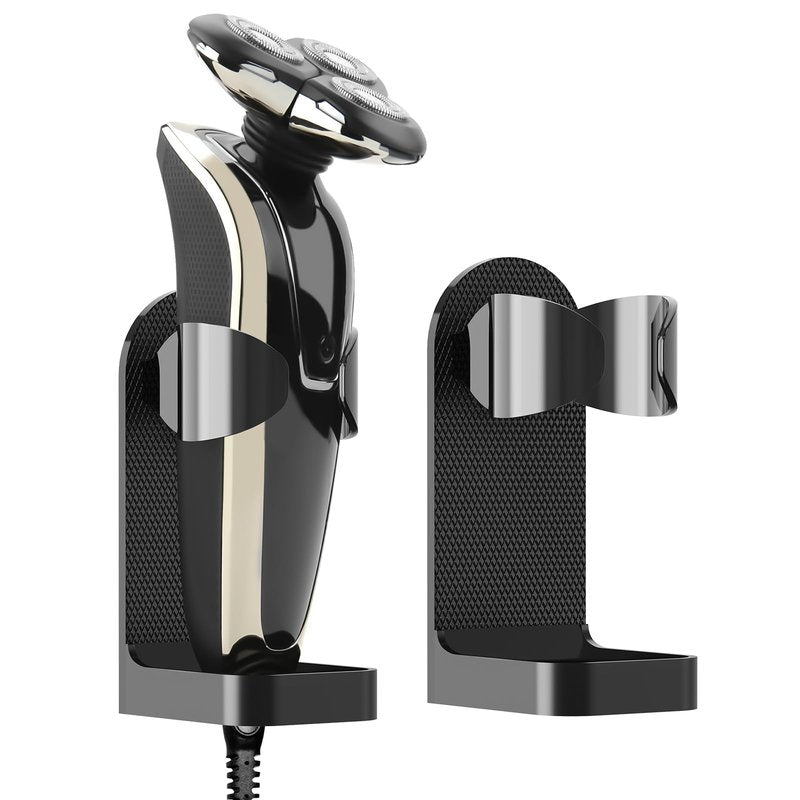 Linkidea 2 Pack Wall Mount Electric Shaver Holder, Self-adhesive Shower Organizer for Philips 7, 9 Series, Bathroom Razor Stand (Black)