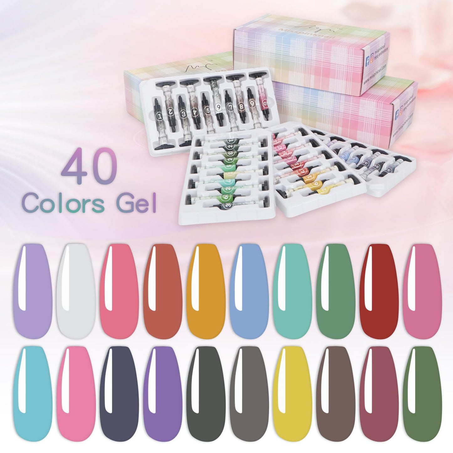 YJMyujimi Gel palette Painting gel for nail art non wipe 40colors individual squares UV LED for DIY nail salon tpo hema free
