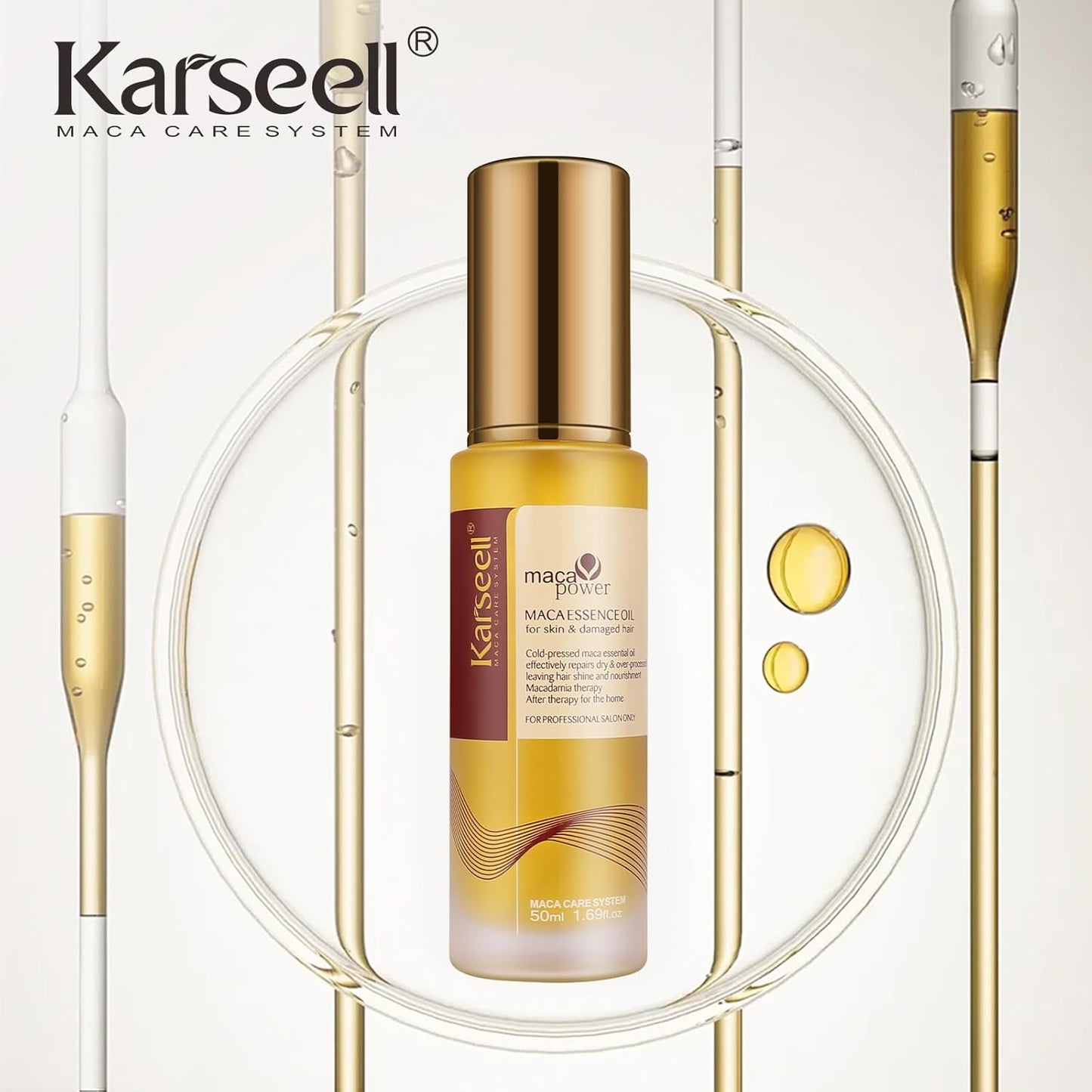 Karseell Moroccan Argan Oil - Cold Pressed Hair Serum for Dry, Damaged Hair | 50ml