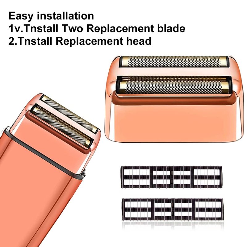 3 pack Professional Replacement Foil and Cutters for BaBylissPRO Barberology Double Foil Shaver, Compatible with BaBylissPRO Barberology FXFS2 Shaver，GoldRose Gold