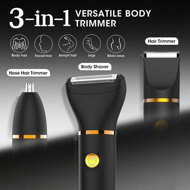 Zesuti Manscape Body Hair Trimmer for Men: Pubic Hair Trimmer, 3 in 1 Versatile Electric Shaver for Groin,Face,Beard,Nose,Waterproof Body Groomer with Ceramic Blades, Mens Gifts