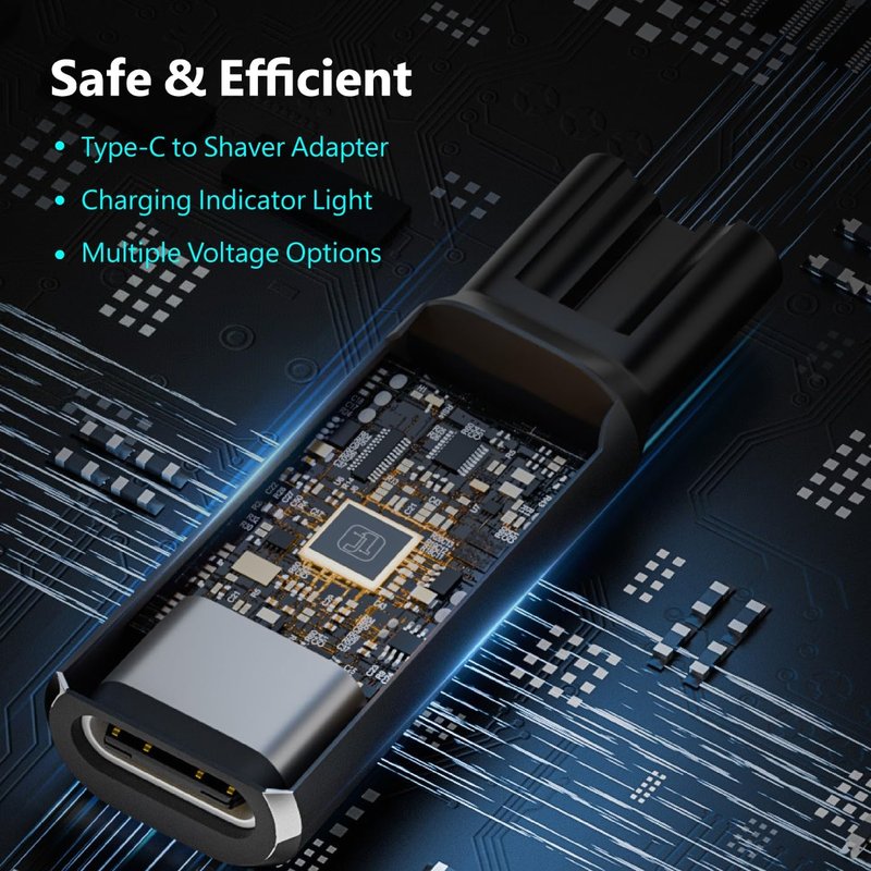 4.3V 5V 8V 15V Type-C Shaver Adapter Charging Converter, Suitable for Philips Norelco 7700/7500/7400 3500/5300 Series, OneBlade QP6520 QP6530 QP6510， Equipped with a Charging Data Cable (5V)