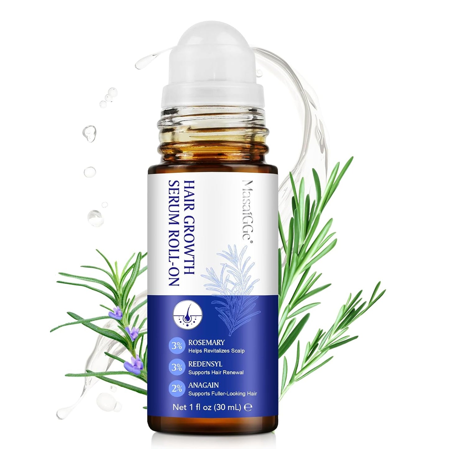 Hair Growth Serum Roll-On | Rosemary Oil for Men & Women - Supports Scalp Health, Fast-Absorbing, Non-Greasy