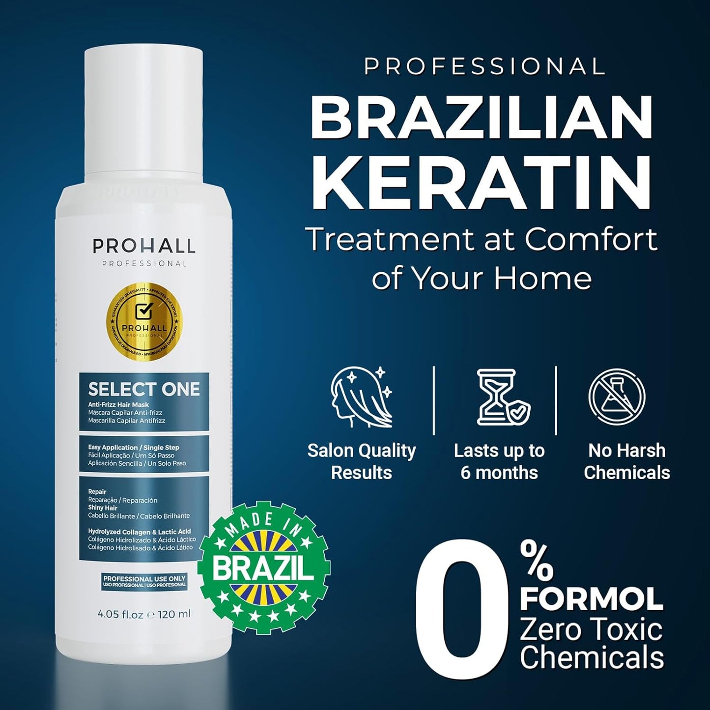 Brazilian Keratin Treatment | Formaldehyde-Free Blowout Complex - 4.05 oz - At-Home Hair Treatment for All Hair Types