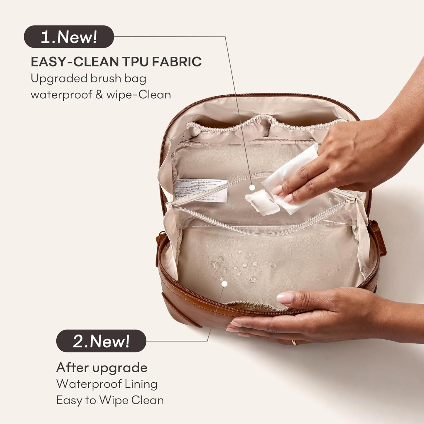 Travel Makeup Bag for Women - Large Capacity Waterproof PU Leather | Portable Cosmetic & Toiletry Organizer