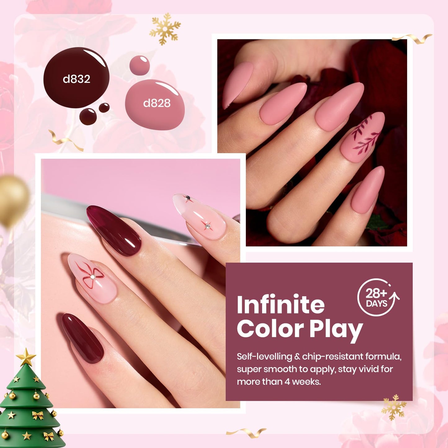 Beetles Purple Gel Polish Set - 6 Color Purple Burgundy Maroon Mauve Plum Gel Polish Kit, Soak Off UV LED Nail Gel for Manicure Nail Art Gifts for Women
