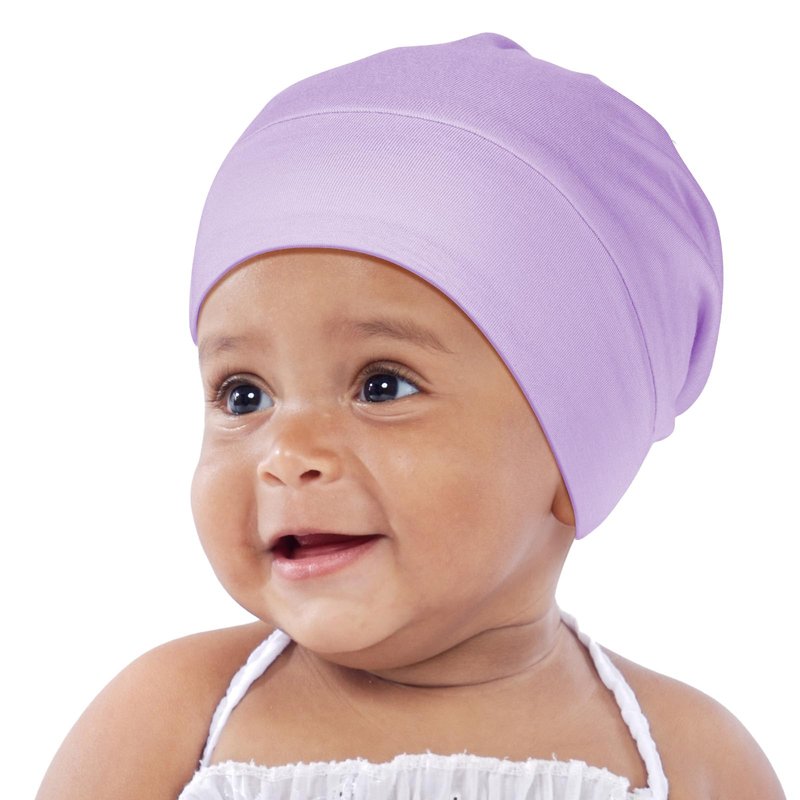 OLESILK Silk Baby Bonnet for 0-6 Months - 100% Mulberry Silk Toddler Hair Bonnet, Adjustable Night Cap for Sleeping Purple