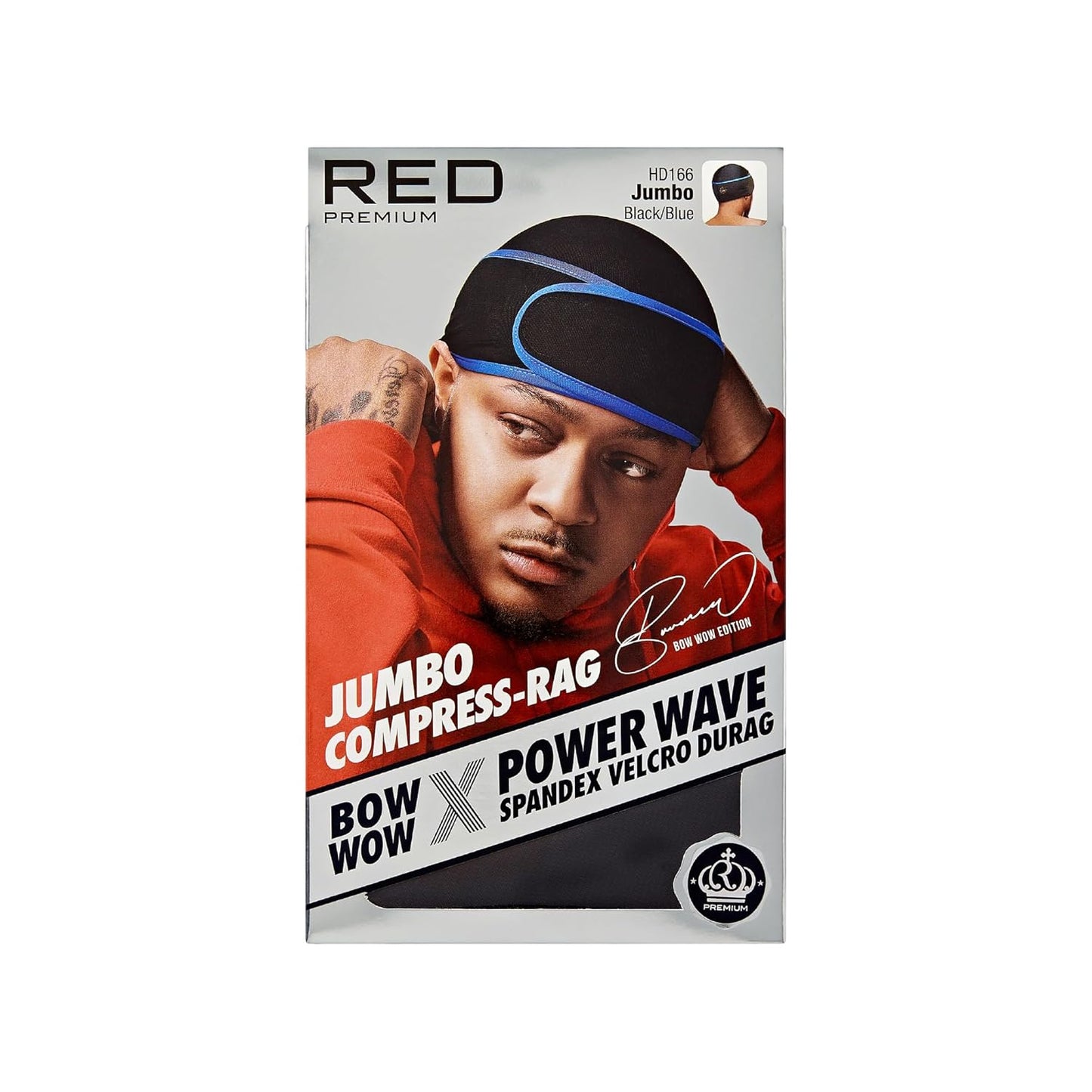 Premium Bow Wow X Power Wave Durag - 360 Wave Compression Cap for Men & Women | Adjustable Hook-and-Loop Strap, Jumbo Spandex - Black