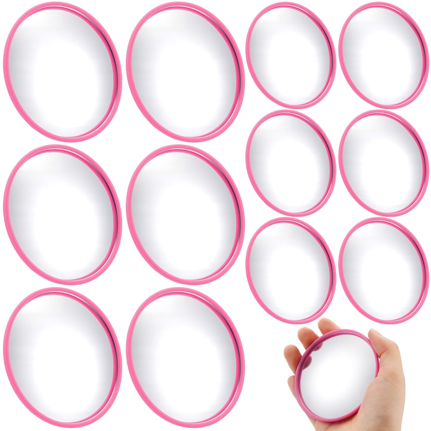 Chumia 12 Pcs Convex Mirror Bulk Handheld 2.95" 3.75" Travel Selfie Small Round Convex Mirror Makeup Touch Back to School for Phone Photos Selfies Outdoor