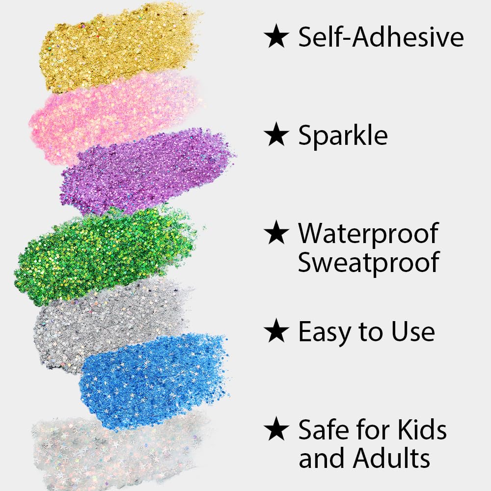 Mysense Gold Body Glitter Stick,Mardi Gras Face Hair Glitter,Festival Concert Rave Outfit Accessories for Women,Mermaid Sequins Chunky Glitter Makeup,0.56oz