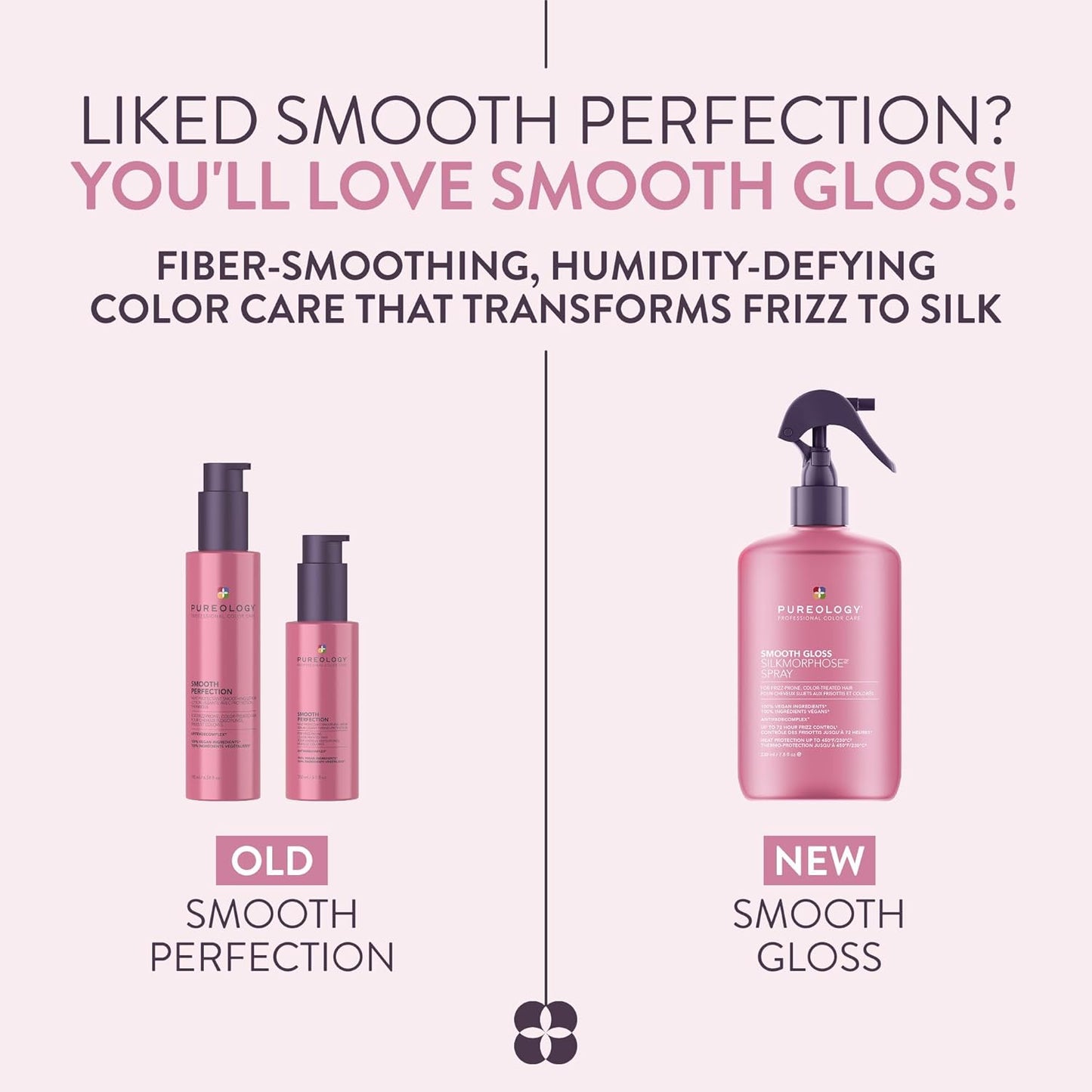 Pureology Smooth Gloss Silkmorphose Spray - Heat-Activated Frizz Control & Shine Treatment for Color-Treated Hair | Vegan Formula