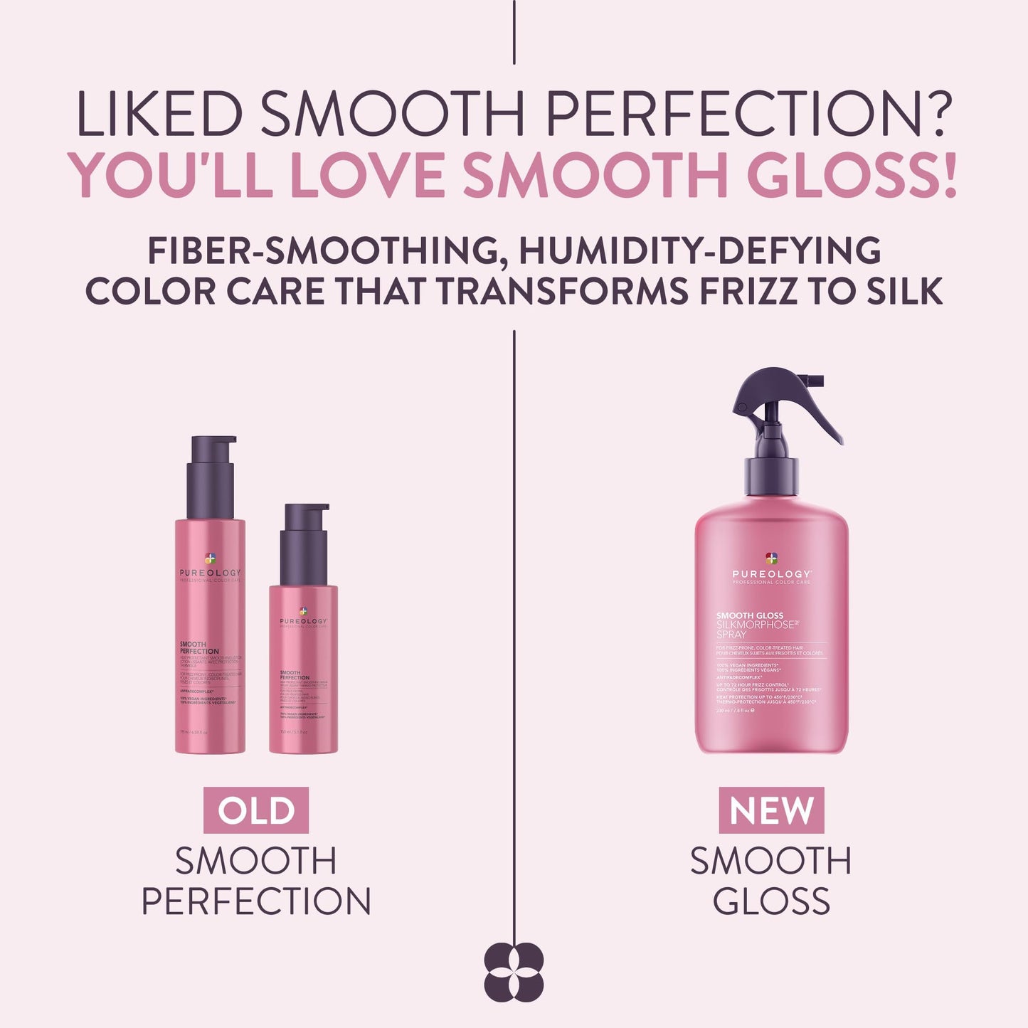 Pureology Smooth Gloss Silkmorphose Spray - Heat-Activated Leave In Treatment Spray, Frizz Control & Humidity Protection, Adds Hair Shine, For Frizz-Prone, Color-Treated Hair, Vegan, 7.8 Fl Oz