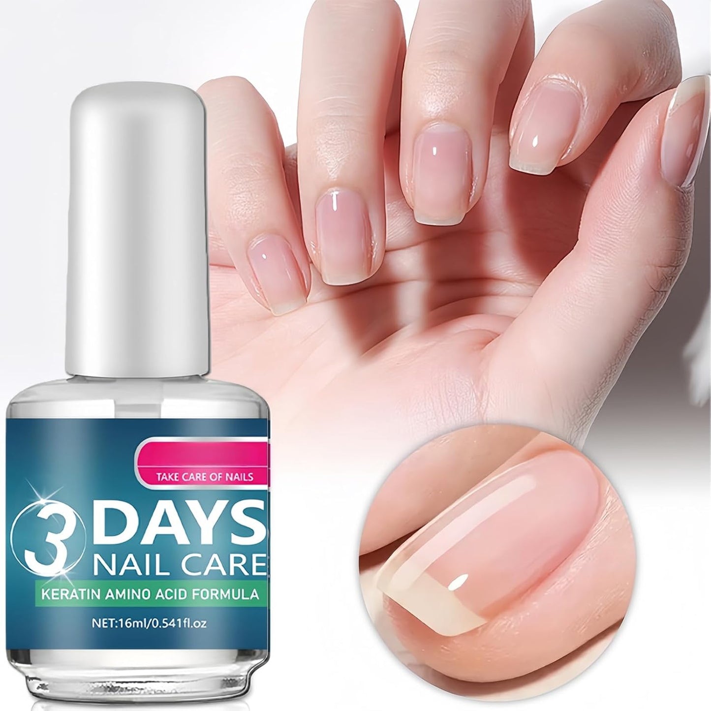 Nail Care Polish Set - 3Pcs Keratin Amino Acid Nail Oil for Weak, Dry Nails | Moisturizing Clear Gloss, Quick Dry, 16ML Each