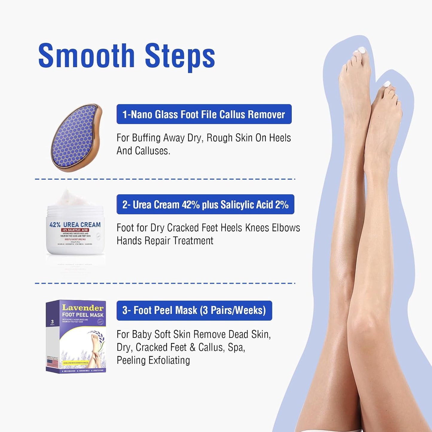 Glass Foot File Callus Remover - Nano Glass Heel Scraper for Smooth Feet | Pedicure Tool for Dead Skin Removal