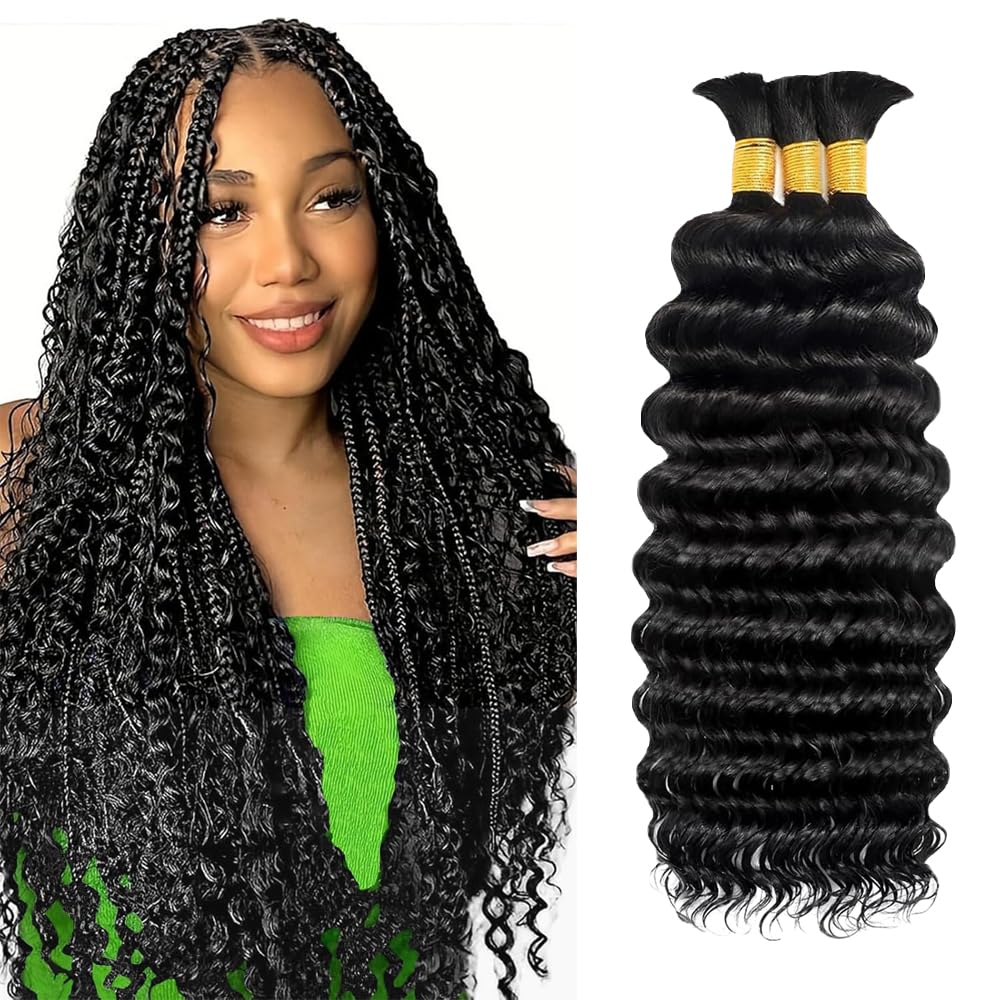 Freiuoke Blonde Braiding Hair 150g 26 26 26 Inch 613 Deep Curly Wave 3 Bundles Bulk Human Hair for Braiding Color 613 Blonde Braiding Hair
