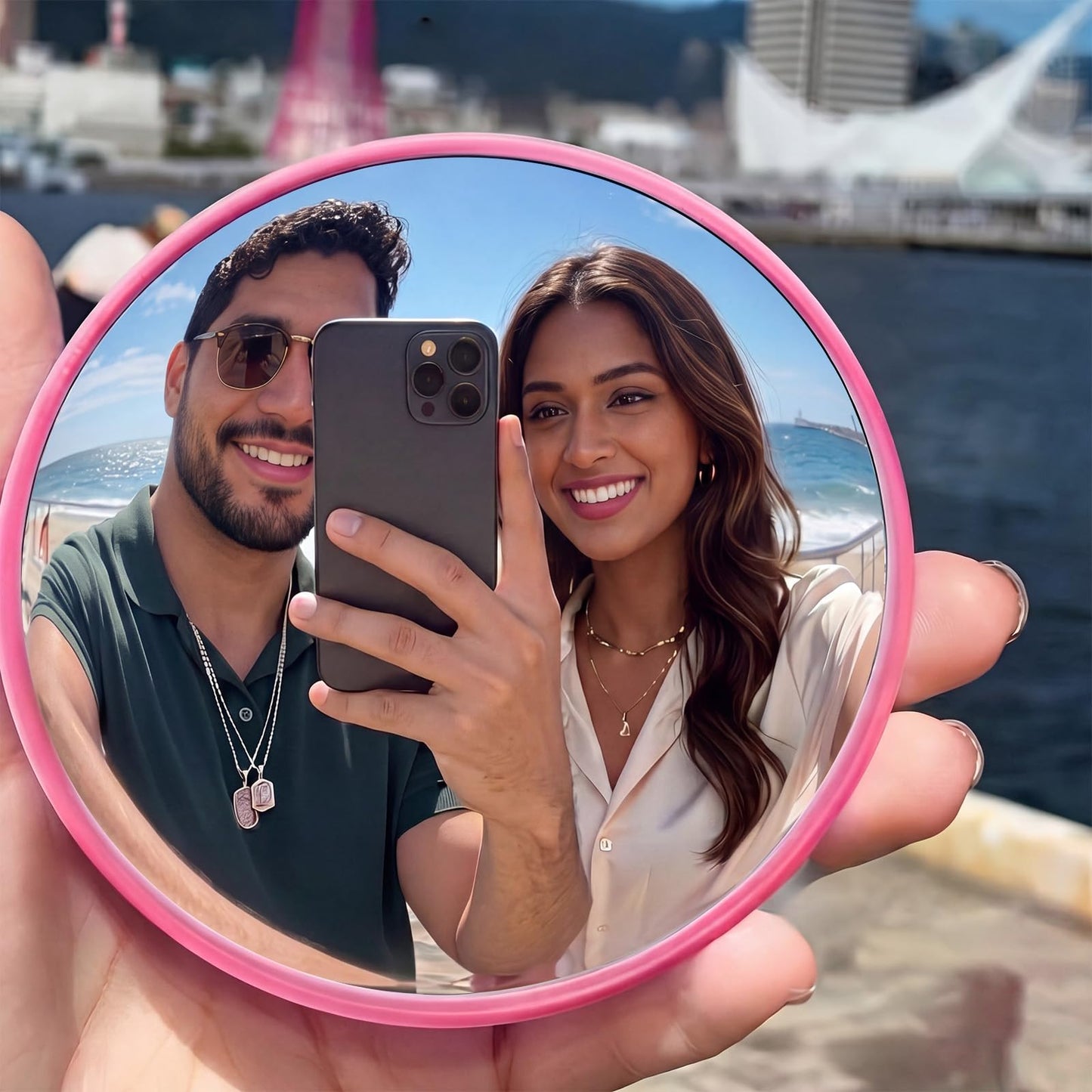 Chumia 12 Pcs Convex Mirror Bulk Handheld 2.95" 3.75" Travel Selfie Small Round Convex Mirror Makeup Touch Back to School for Phone Photos Selfies Outdoor