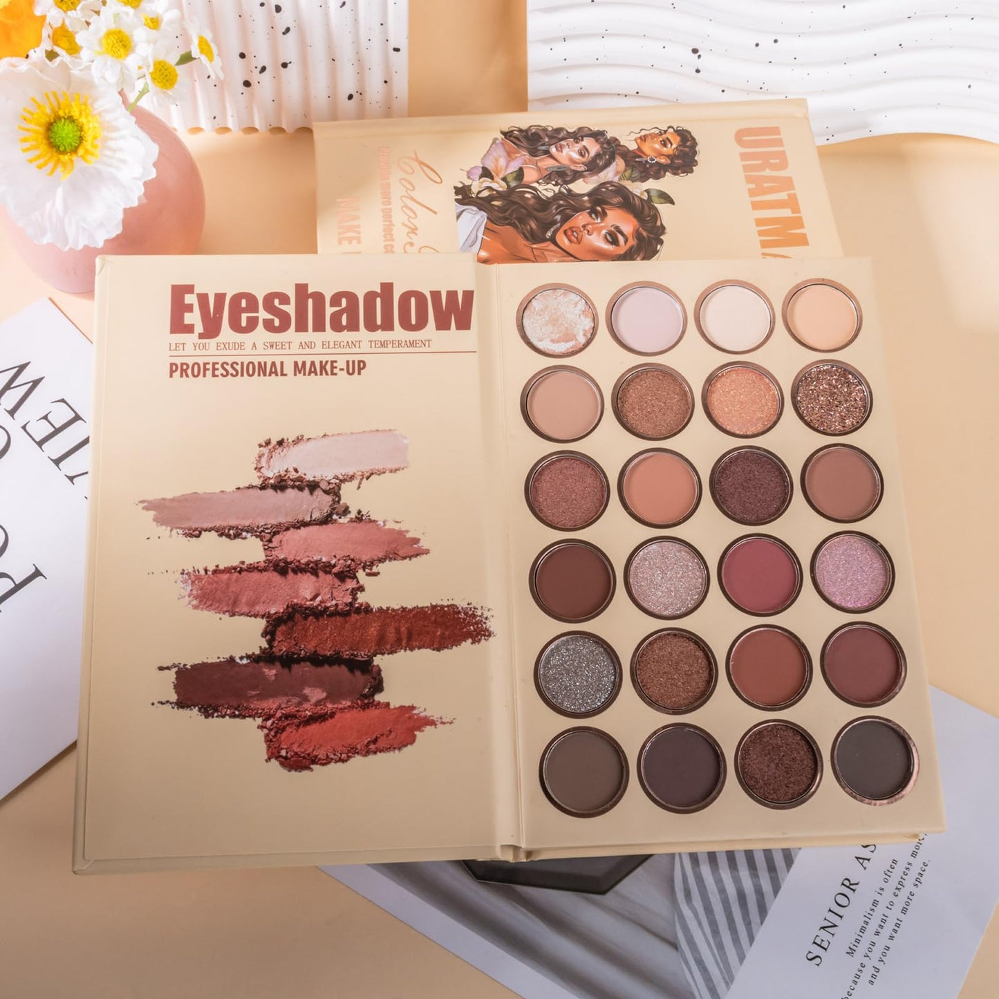 RoseFlower Make Up Set, Makeup Book Palette with 24 Colors Eyeshadow Palette Blush Highlighter Contour, Makeup Palettes Travel Makeup, Makeup Gift for Women/Girl/Teen