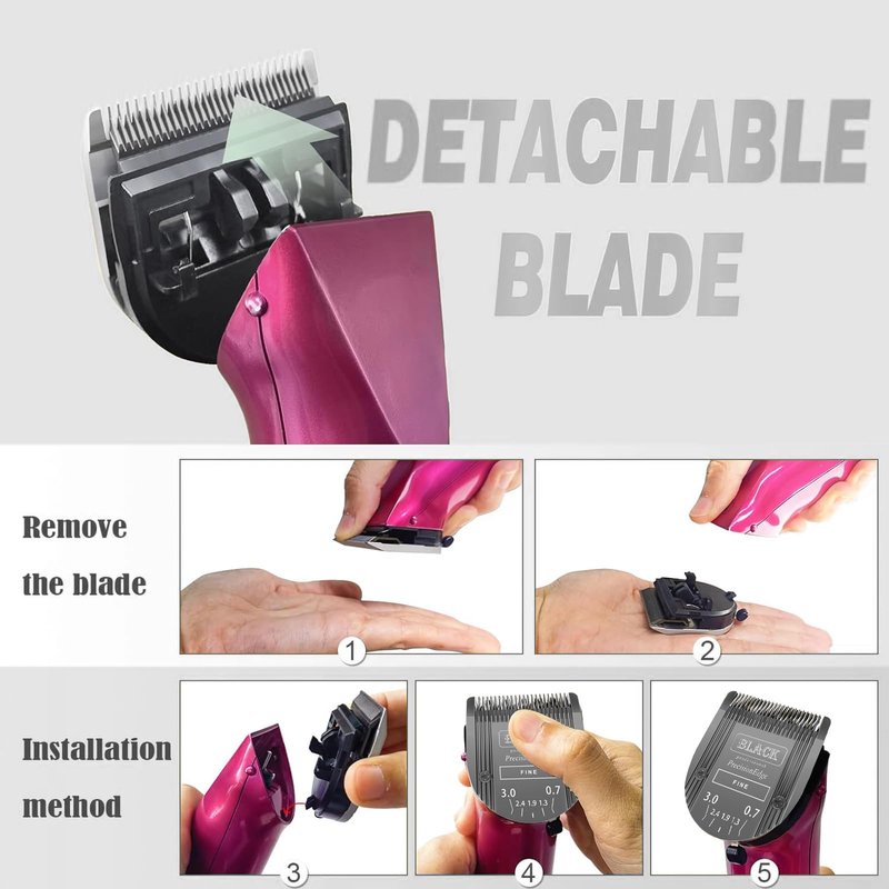 Audoc Adjustable 5 in 1 Blades Dog Grooming Blades Compatible with Wahl Animal Clipper Arco, Bravura, Chromado, Creativa, Figura, and Motion Pet, Dog, and Horse (BLACK/3PC)