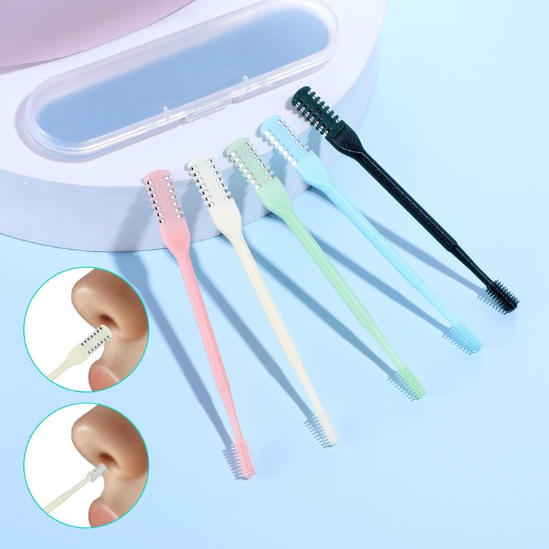 Classicseali 5PCS Womens Nose Trimmer,2-in-1 Nose Hair Trimmer for Men with Cleaning Brush, Upgraded Version 360° Rotating Nasal Hairs Trimmers for Women, Double-Sided Unisex, 5 Colors