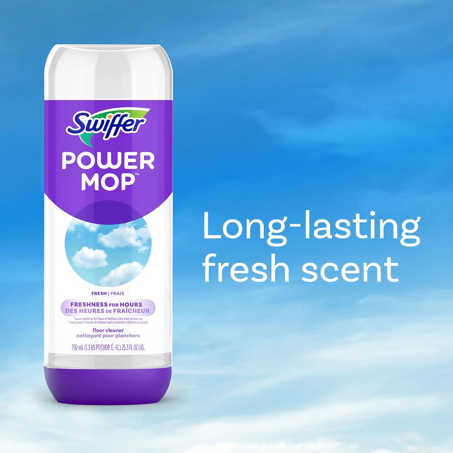 Swiffer PowerMop Liquid Floor Cleaner Refills - Fresh Scent Mopping Solution | 2 Count Multi-Surface Replacement Bottles