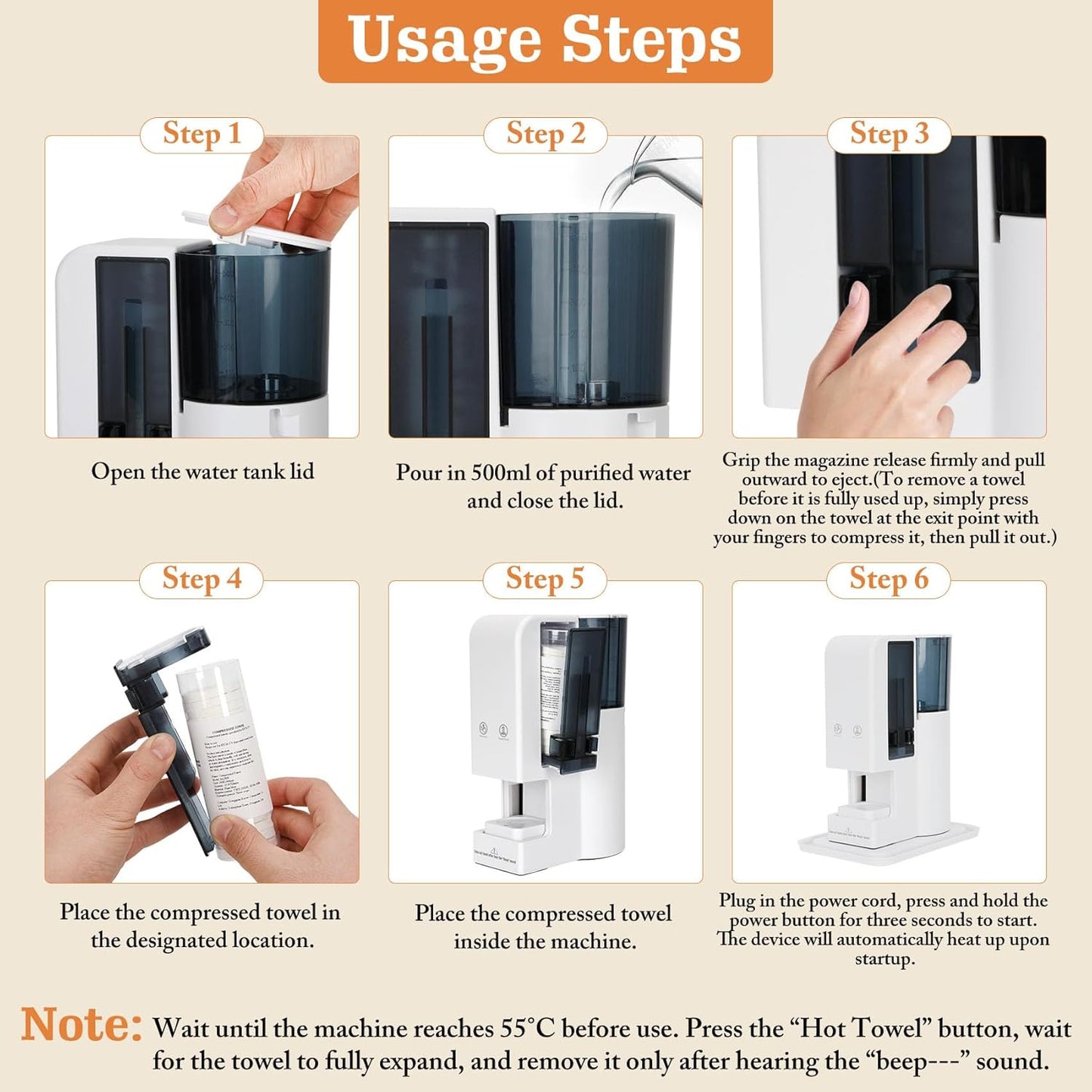 Towel Warmer Machine - Fast Heating 55°C (131°F) with Automatic Dispenser & Voice Alerts | Includes 100 Towels