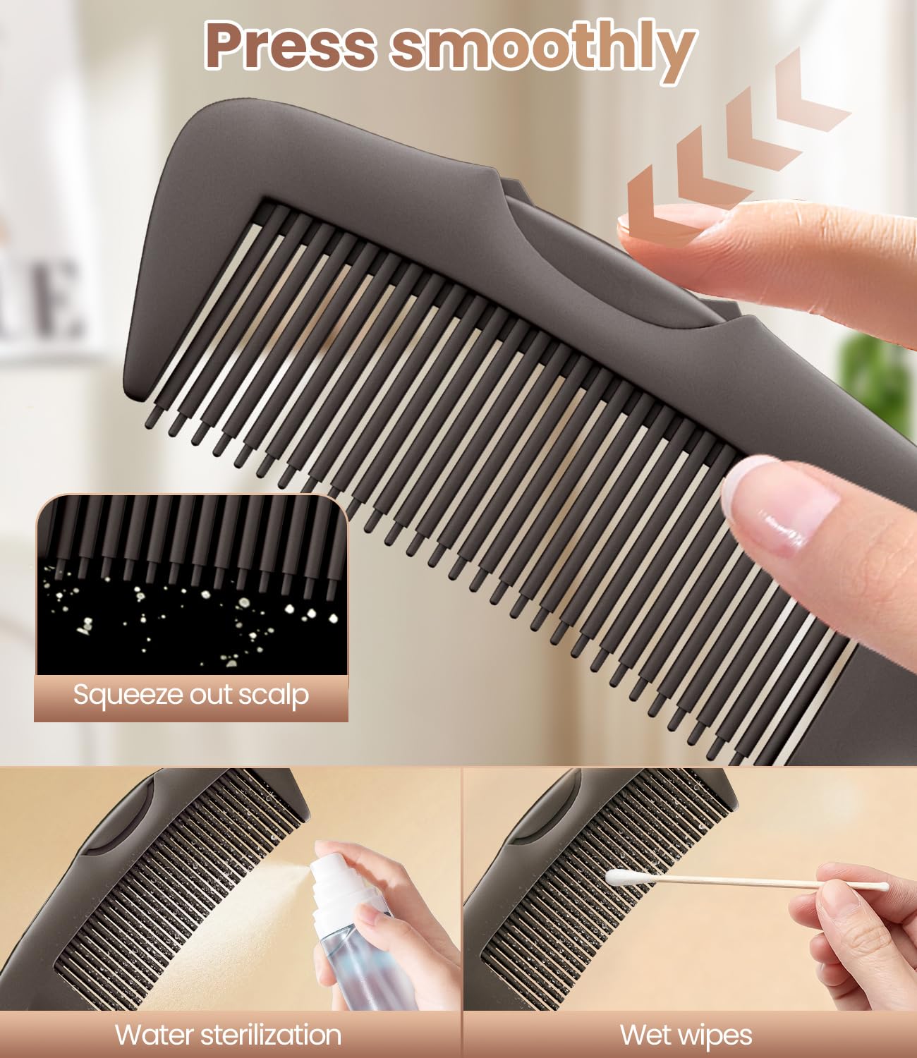 Dandruff Comb 2PC Upgraded Fine Tooth Scalp Detox Comb Lice for Women, Men & Kids Scalp Detoxing, Sweep & Massage Hair Brush Tool with Elegant Box for Hair Care (Brown)