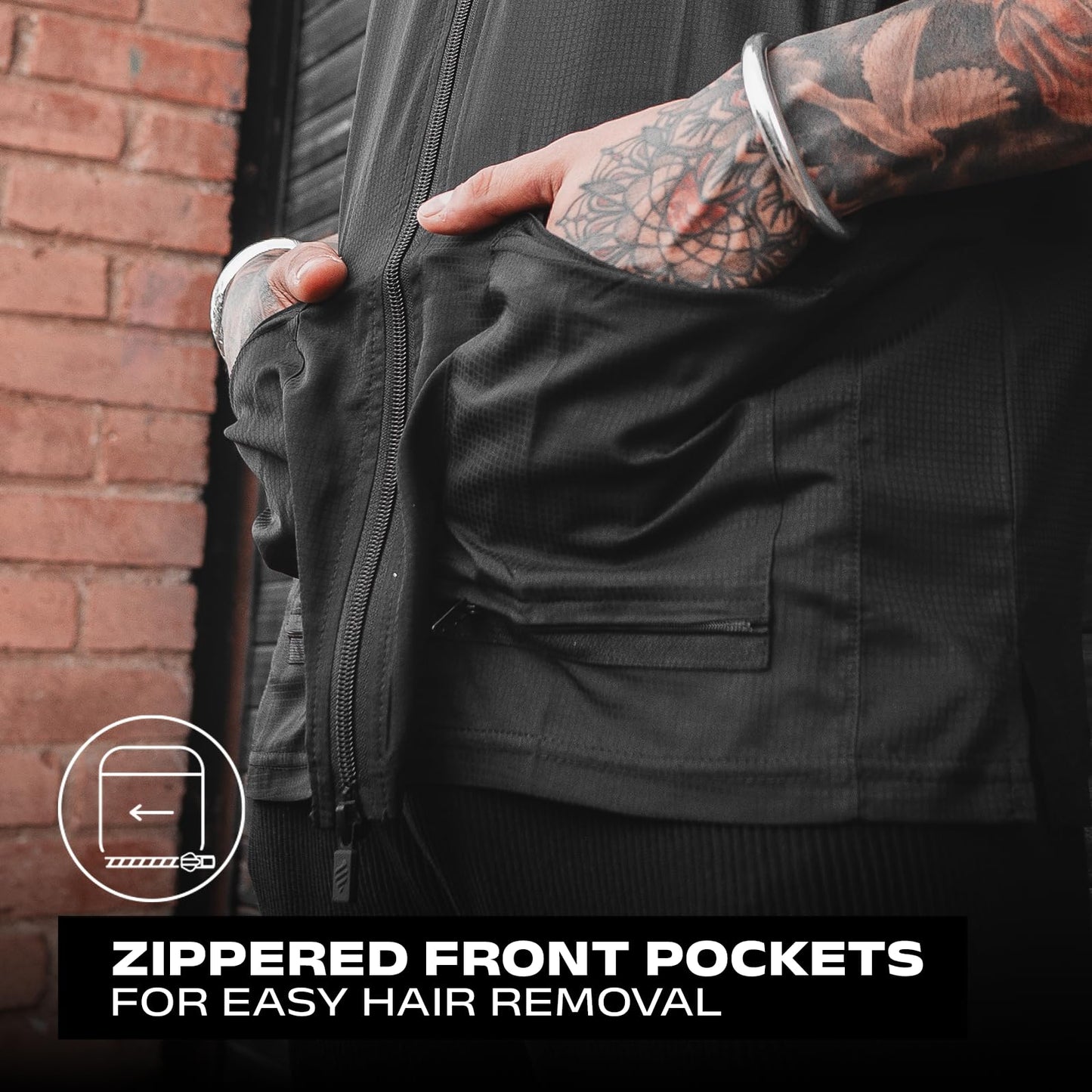 Barber Strong Barber Jacket Jacket, Men's Black, Hair Repellent, Lightweight and Breathable Vented Side Panels, Features Easy Hair Removal and 2-Way Zipper Closure, L