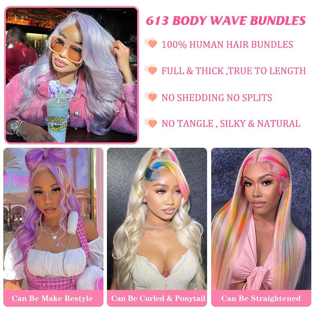 CFY 613 Bundles Human Hair 1 Bundles Blonde Body Wave Human Hair 100% Unprocessed 14A Grade Brazilian Virgin Raw Weave hair 24 Inch Blonde Bundles Human Hair Extensions for Women