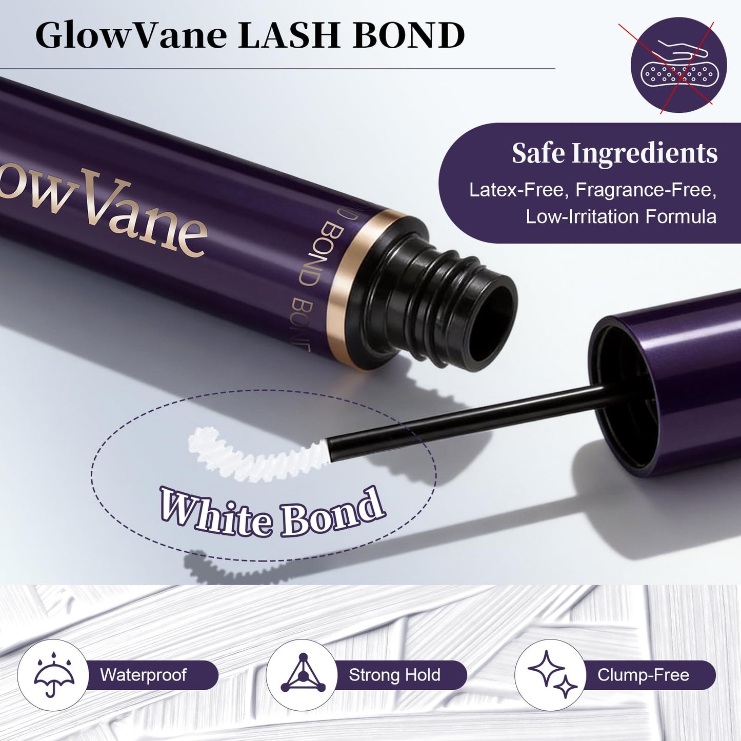GlowVane White Lash Bond and Seal Waterproof Lash Glue for Eyelash Clusters 2-in-1 Lash Cluster Glue Strong Hold Eyelash Cluster Glue Latex-Free Eyelash Glue Long Lasting Beginner Friendly (5ml+5ml)