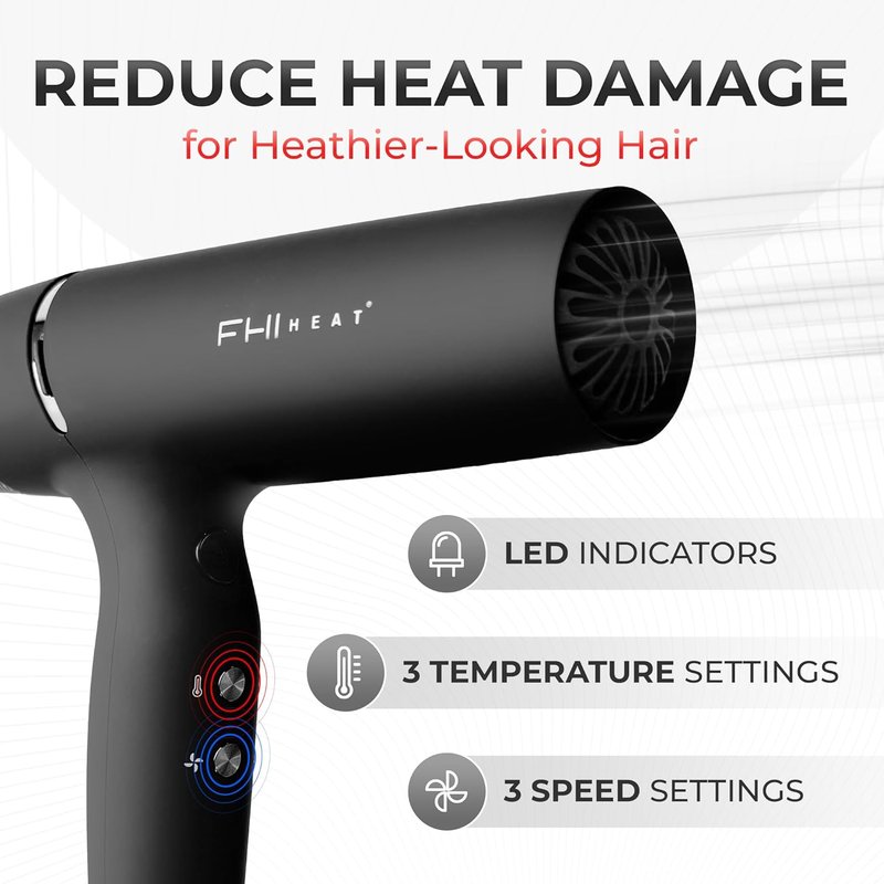 FHI Heat Innovator Pro Power Speed Hair Dryer - Ionic Technology, Quick-Dry, Lightweight | Diffuser Included, All Hair Types