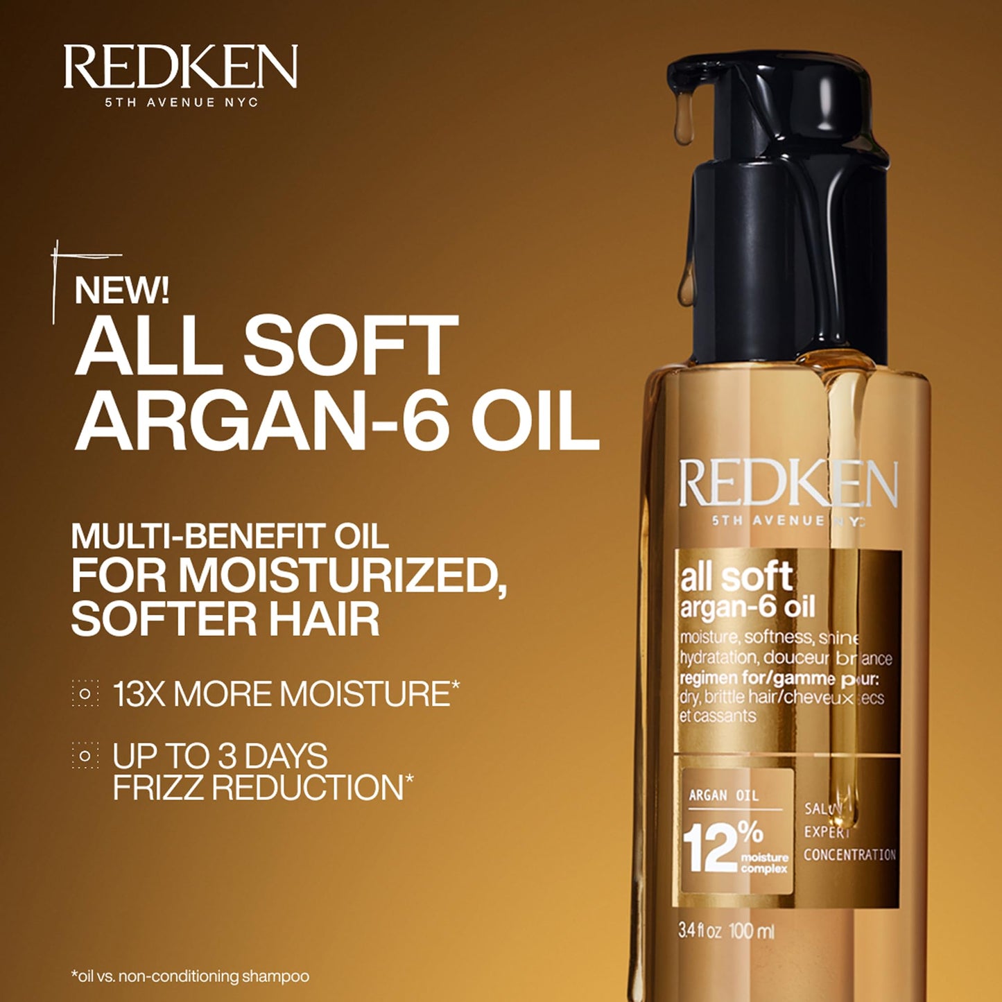 Redken All Soft Argan-6 Hair Oil – For Softness & Shine