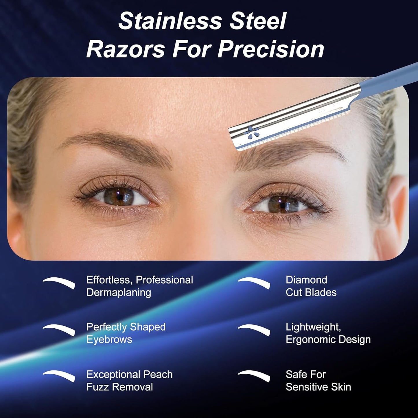 Women Facial Razor - Dermaplaning Tool for Hair Removal | Peach Fuzz Trimmer for Sensitive Skin