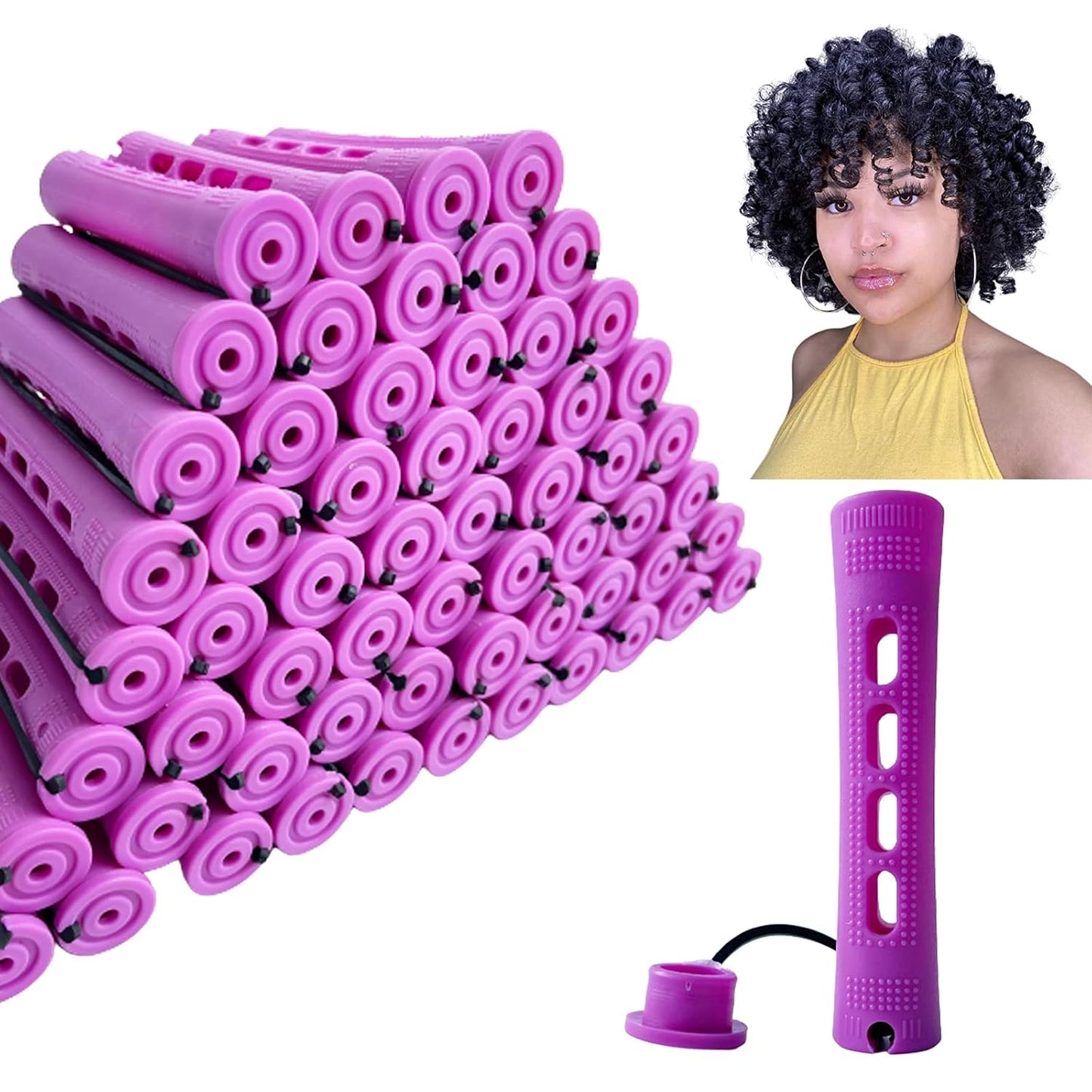 Large Perm Rods for Natural Hair Curling - Beige Styling Rollers for Long & Short Hair