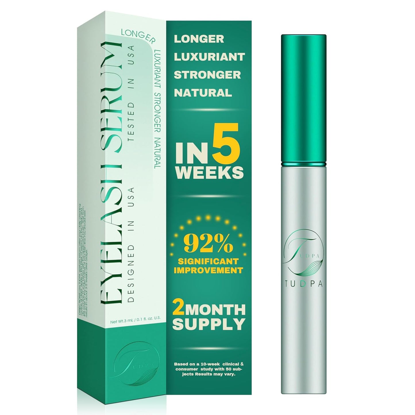 Vegan Lash Serum - Enhance Length & Density | Gentle Formula for Sensitive Eyes, 3mL (2-Month Supply)