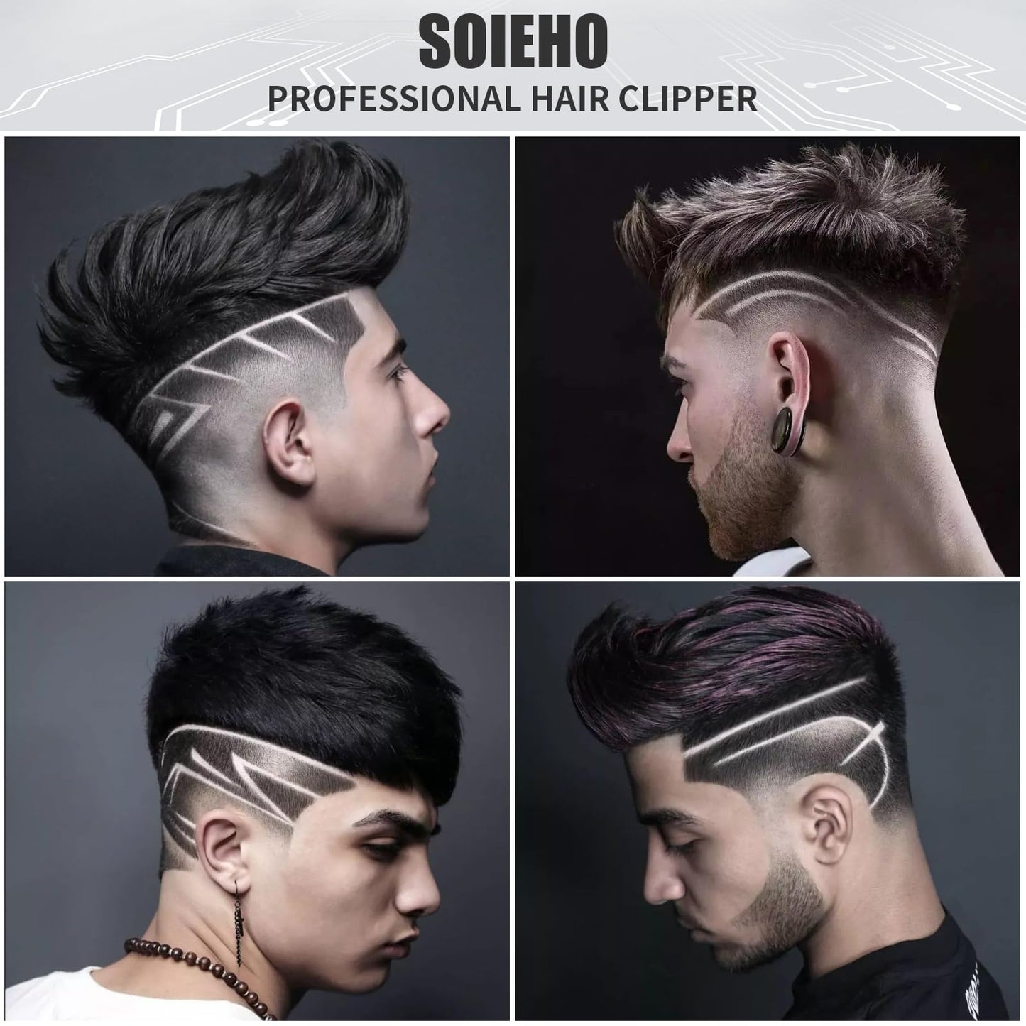 soieho Professional Hair Clipper and Shaver Set, Hair Clippers for Men, T-Shaped Sideburn Trimmers, Cordless Hair Clippers and Shaving Kit.
