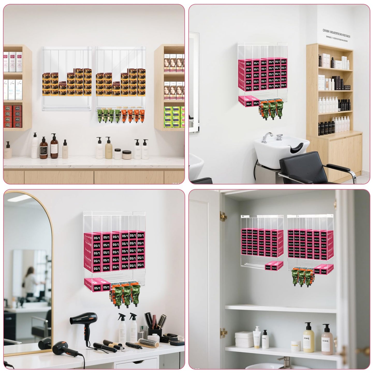 Acrylic Hair Color Organizer UV Protection Salon Tube Cabinet Wall Stand
