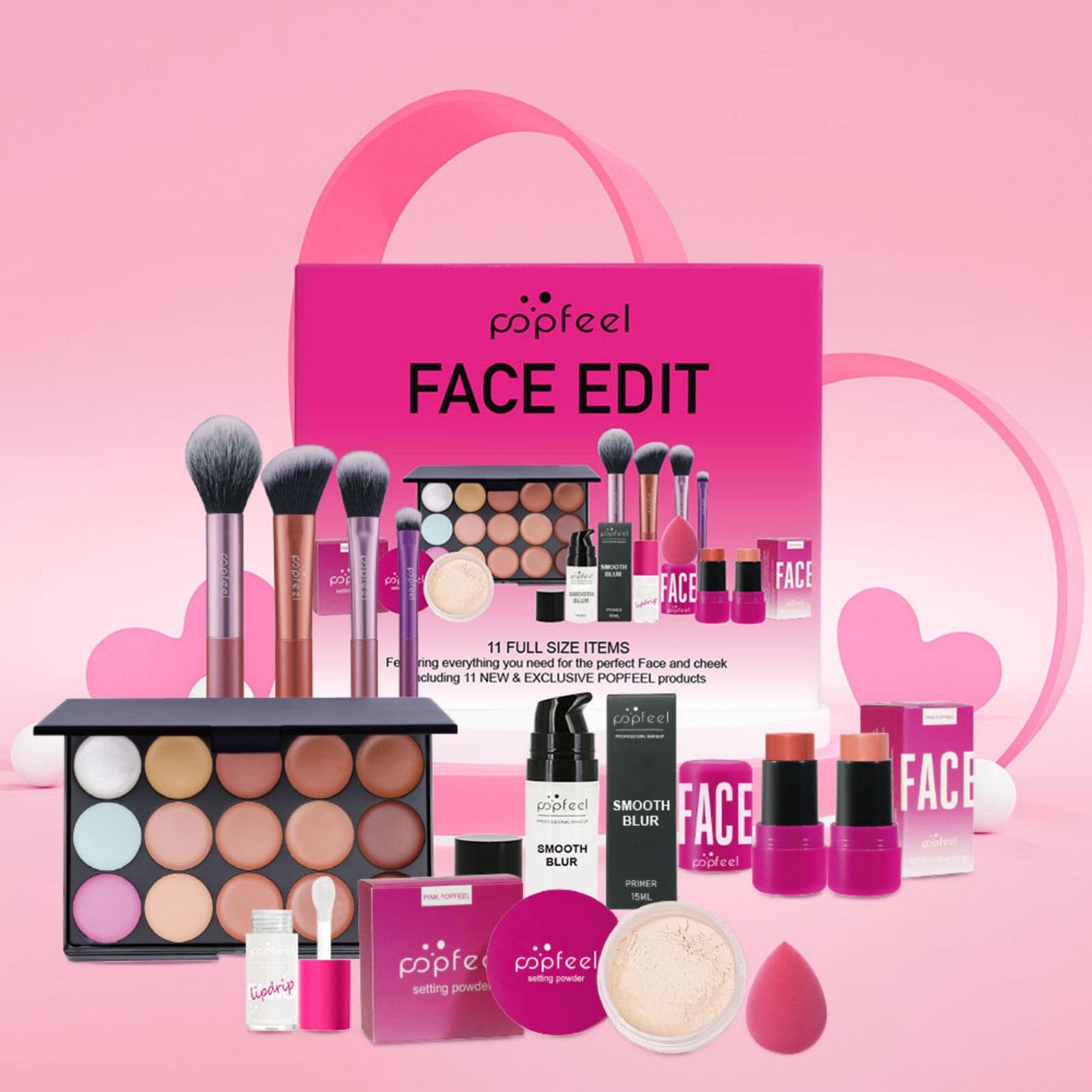 Clouparto Makeup Sets Makeup Kits for Teens,with 15 Colors Concealer Palette,Blush Stick,Makeup Brushes,Pre-makeup Lotion,Loose Powder,Lip Gloss,Makeup Gift Set for Girls Women