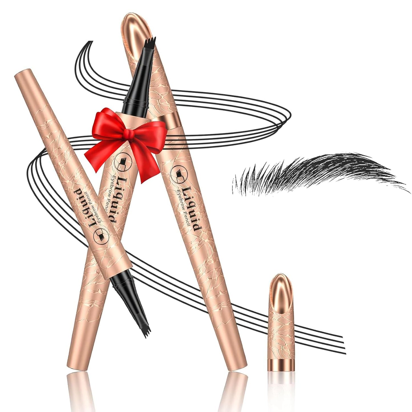 4D Liquid Eyebrow Pen - Microblading Pencil for Precise Brow Definition | Long-Lasting Waterproof (Black)