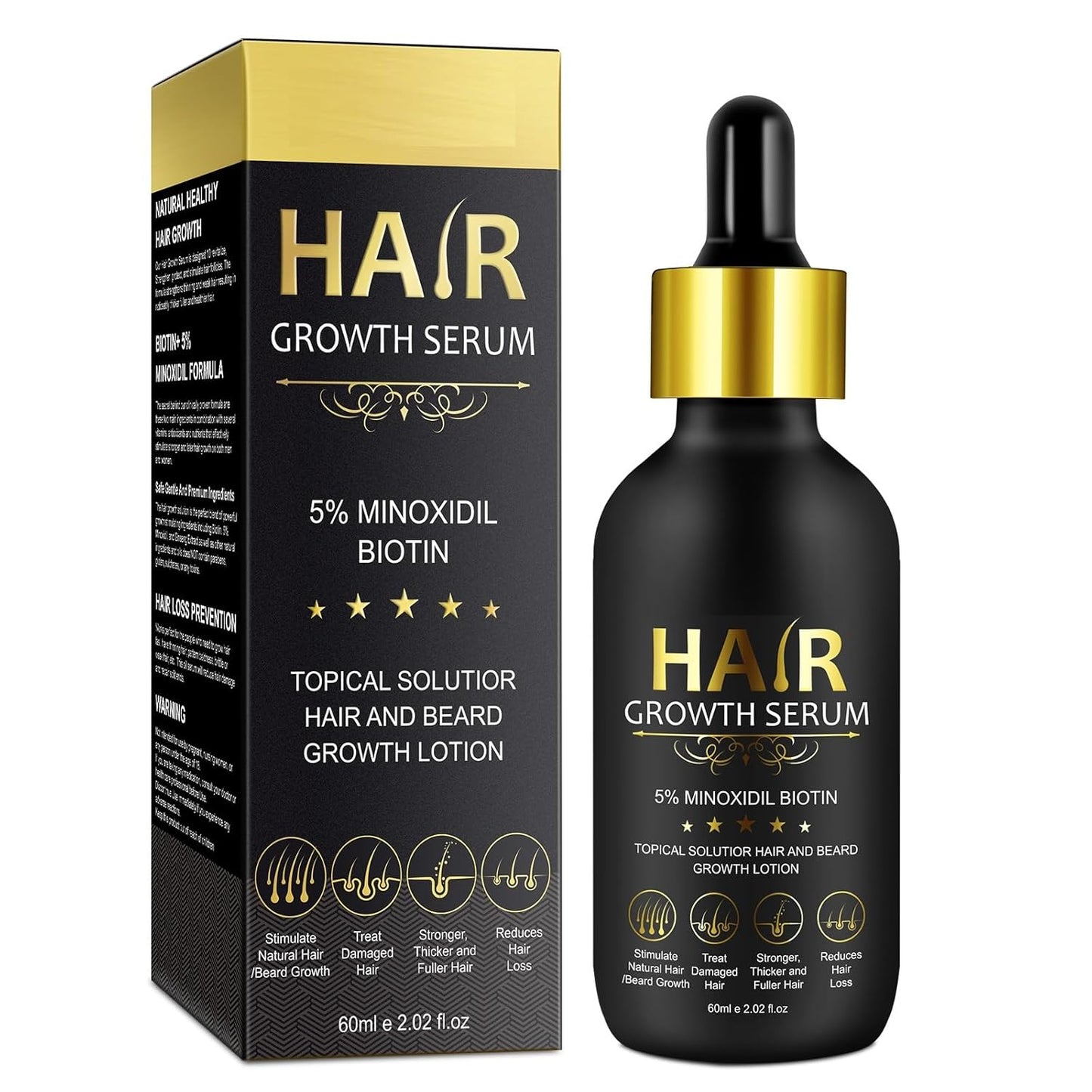 Minoxidil Hair Growth Serum - 5% Formula for Thicker, Stronger Hair | Unisex, 2.02 oz