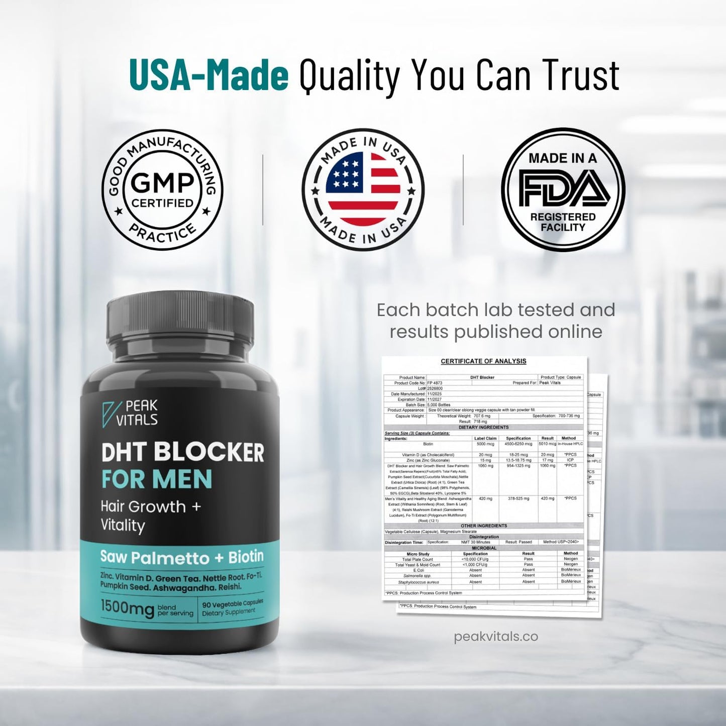 DHT Blocker for Men - Ultra Potent Hair Growth Formula with Saw Palmetto & Biotin | 90 Natural Hair Loss Supplements