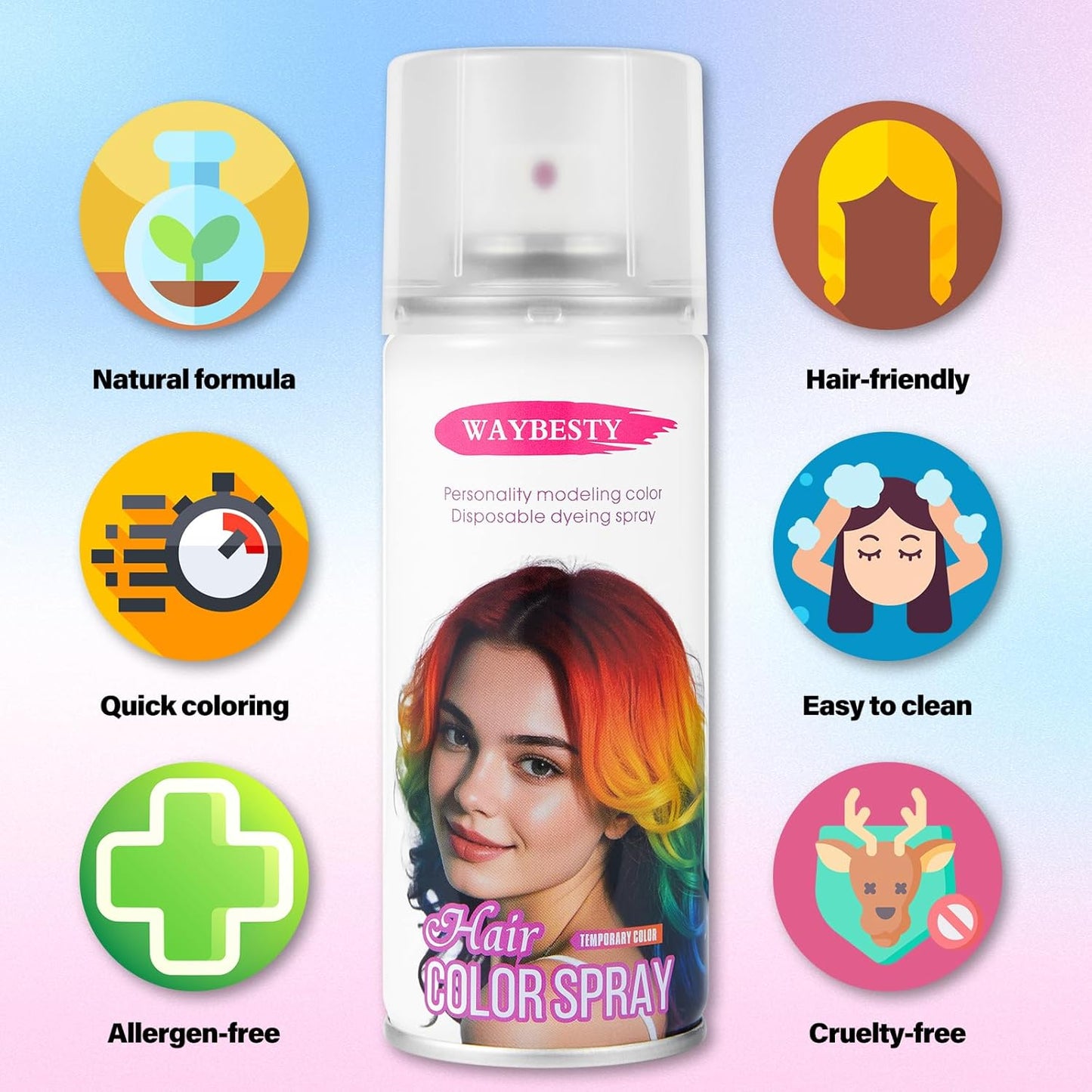 Temporary Hair Color Spray - Washable Hair Dye for Kids & Adults | Perfect for Cosplay, Halloween & Parties (4.06 oz)