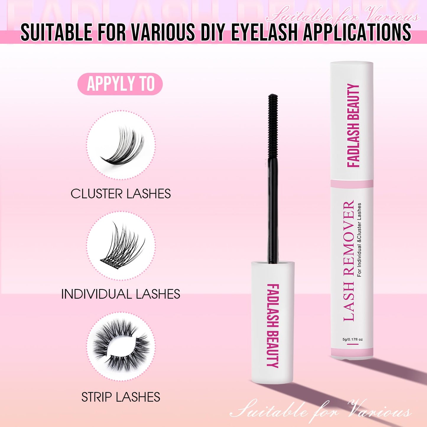 Lash Remover for Lash Clusters DIY Lash Glue Remover Dissolves Quickly Gentle and Low Irritation Clear Lash Extension Remover Eyelash Extension Remover Self Use at Home, 5ml