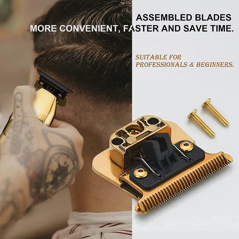 2PCS Gold FX707Z DLC Replacement Blades for BaByliss PRO Barberology Trimmer Blade,DLC 2.0 Trimmer Replacement Blade for BaBylissPRO FX787 & FX726 Hair Trimmer,Gold