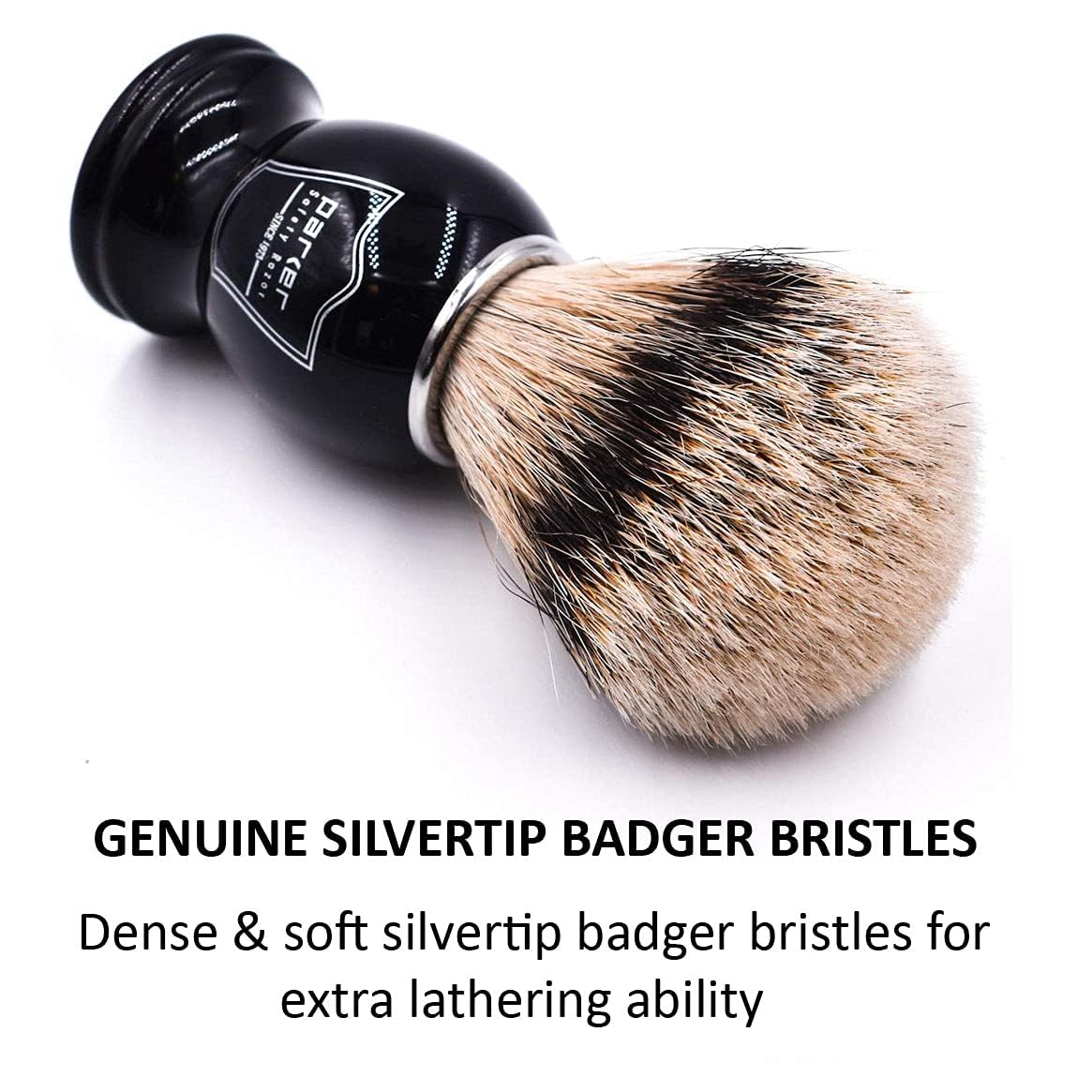 Parker Silvertip Badger Shaving Brush with Resin Handle & Resin Stand | 22mm Soft Knot for Rich Lather | Handcrafted Brush for Shave Cream or Soap | Premium Wet Shaving Accessory | Iconic Brand