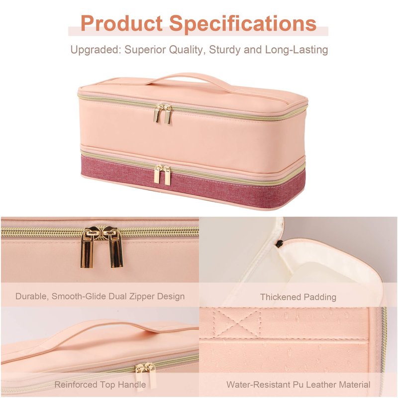 BAGCRAZY Travel Carrying Case for Dyson Shark Flexstyle Revlon Hair Dryer Airwrap, Portable Dyson Airwrap Travel Case, Shark Hair Tools Storage Bag for Airwrap Styler and Attachments, Pink and Crimson
