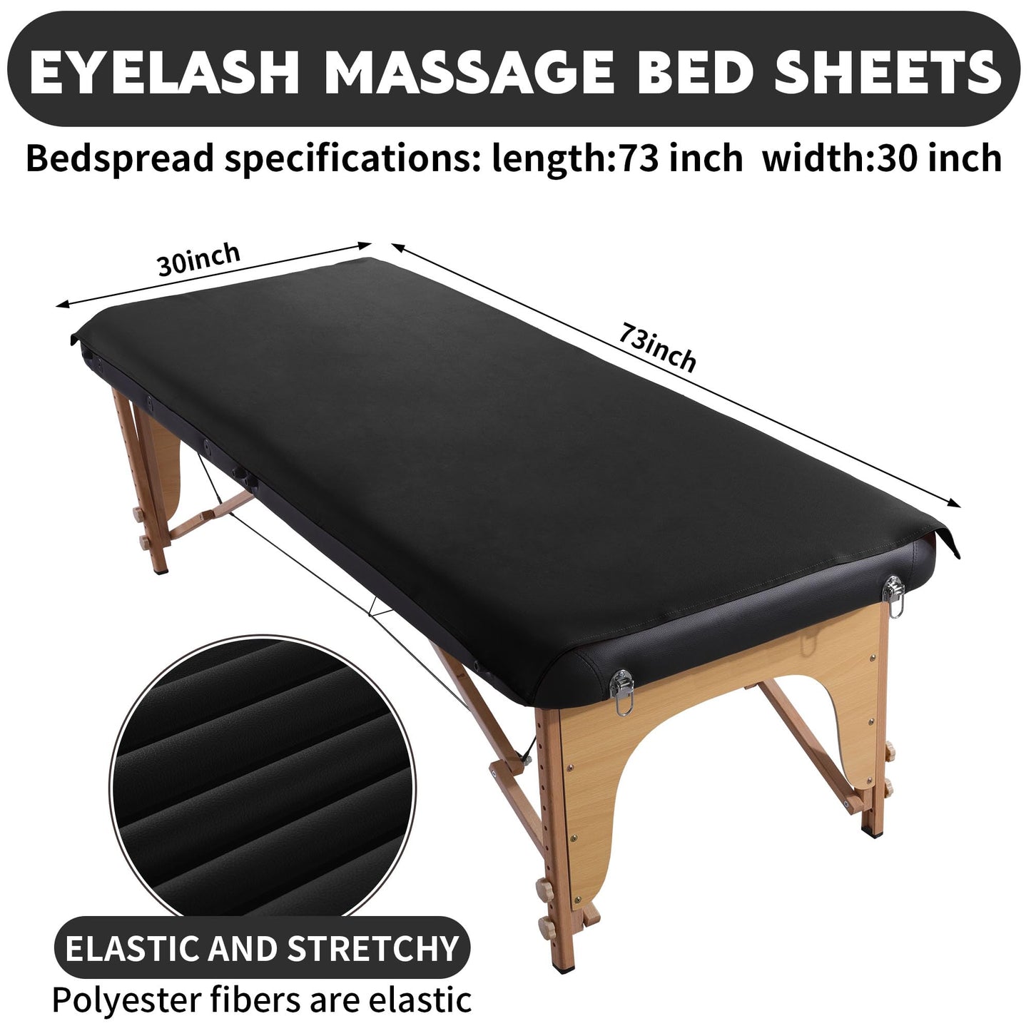 BALAPET Lash Bed Sheets Non-Sticky Sugaring and Waxing Pad Wipeable and Waterproof PU Leather Massage Table Cover Suitable for Grafting Eyelash Beds Massage Tables,SPA,Beauty(Black)