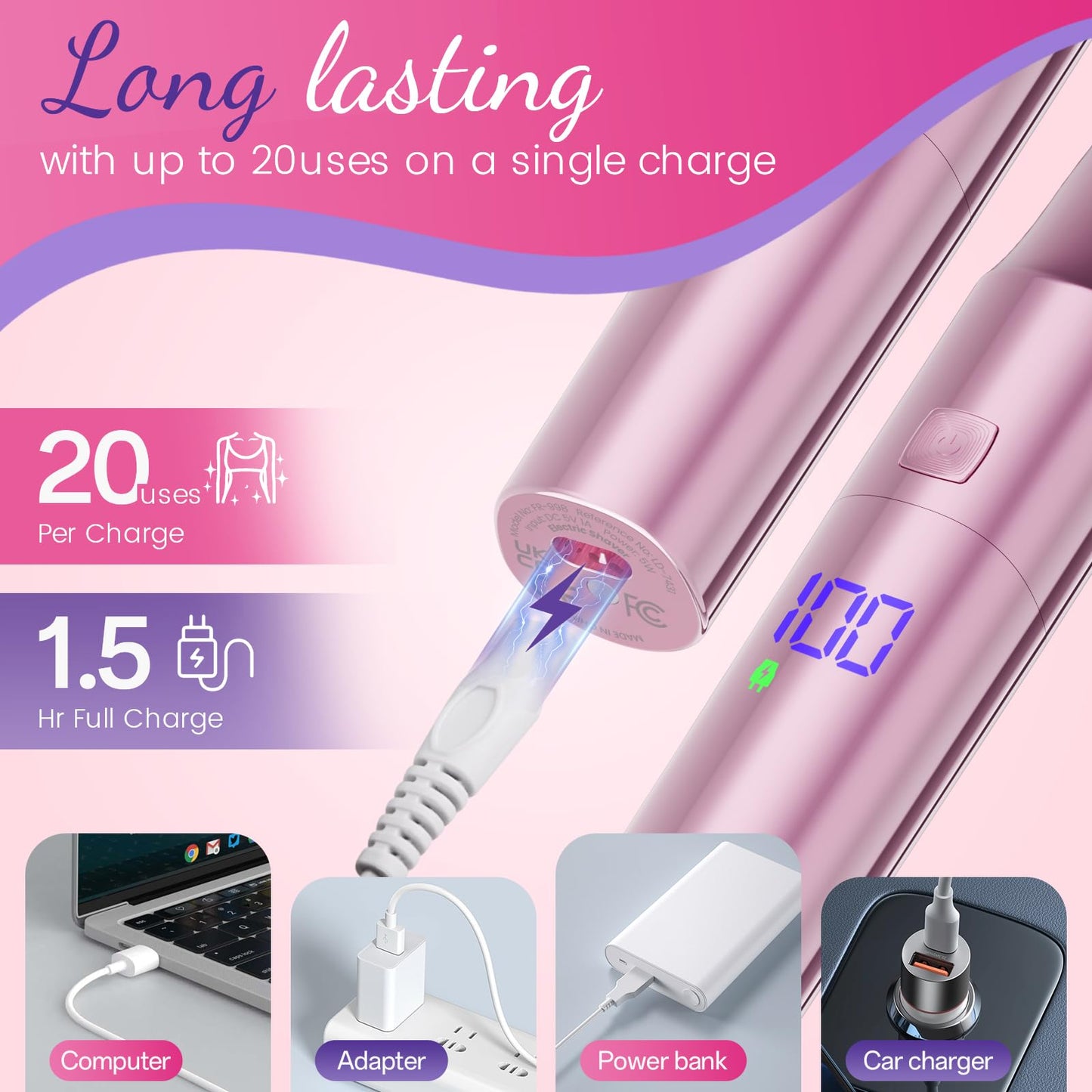 Bikini Trimmer for Women 2 in 1 Electric Razor for Women Face - Wet and Dry Electric Lady Shaver, Smooth Facial Hair Remover and Body Hair Trimmer for Bikini Leg Underarm Face Private Area, Purple
