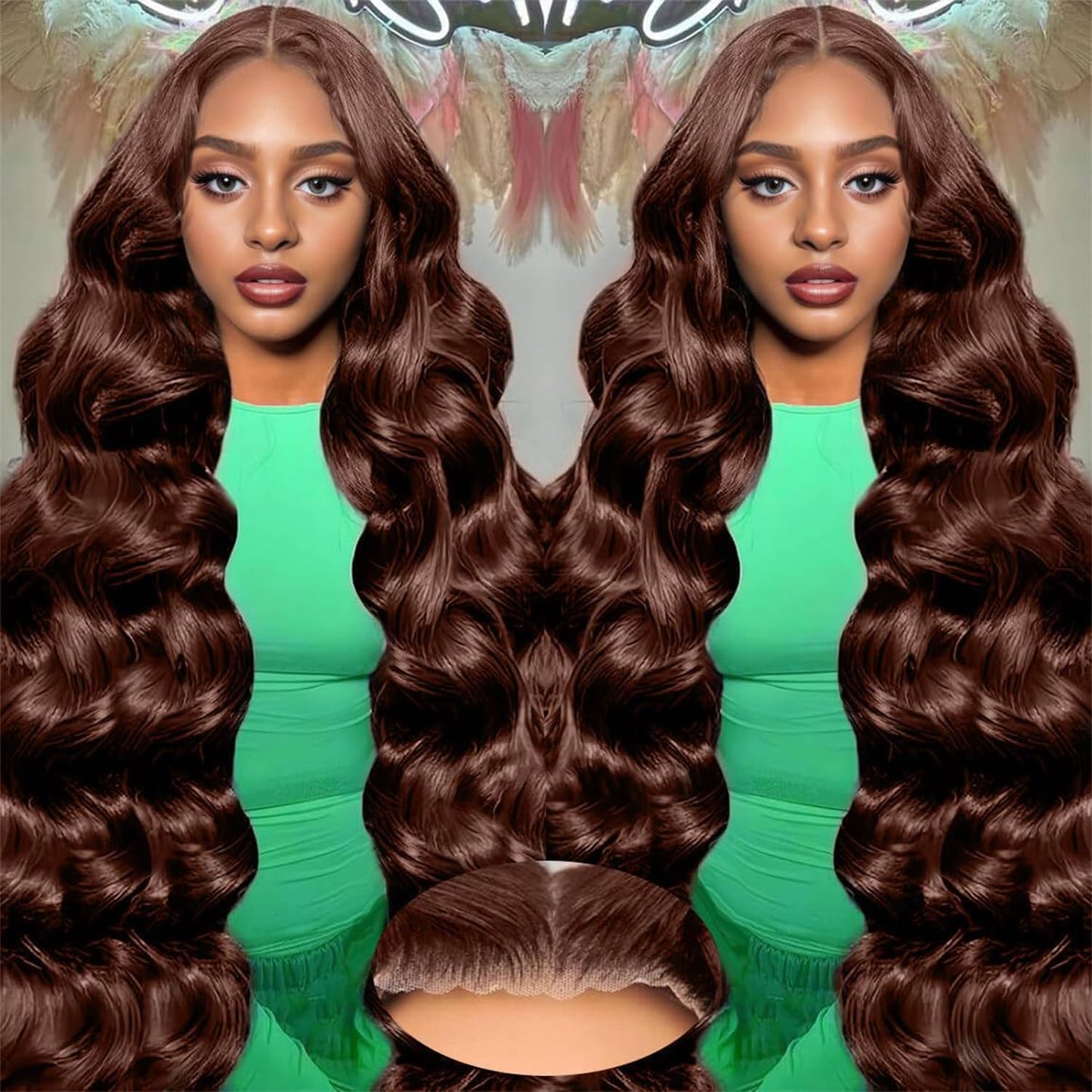 30 Inch Body Wave Lace Front Wig - Glueless Pre-Cut Highlight Ombre 1B/30 | 220% Density for Women